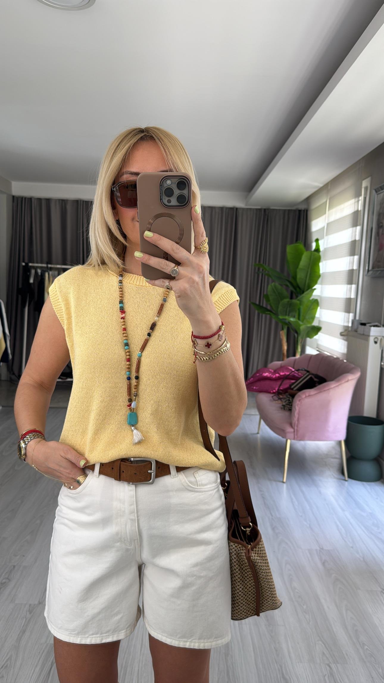 Orijinal Marka Sarı Merserize Triko