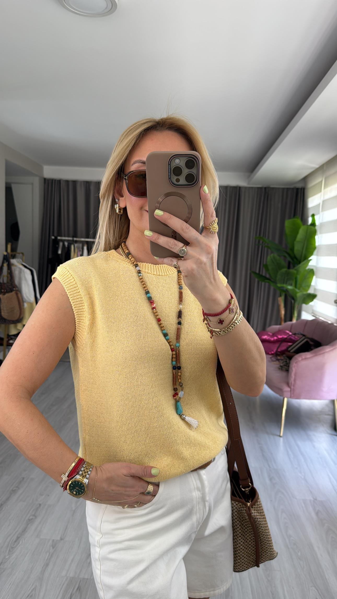 Orijinal Marka Sarı Merserize Triko