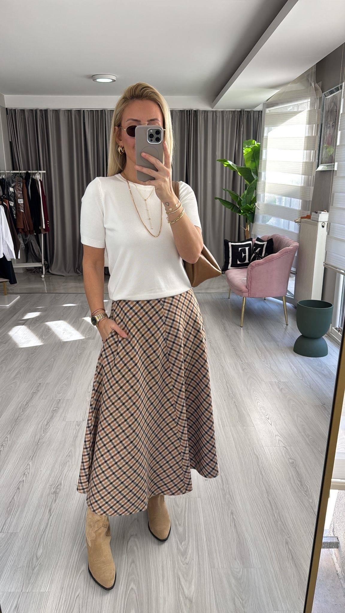 Orijinal Model Cepli Ekoseli Etek