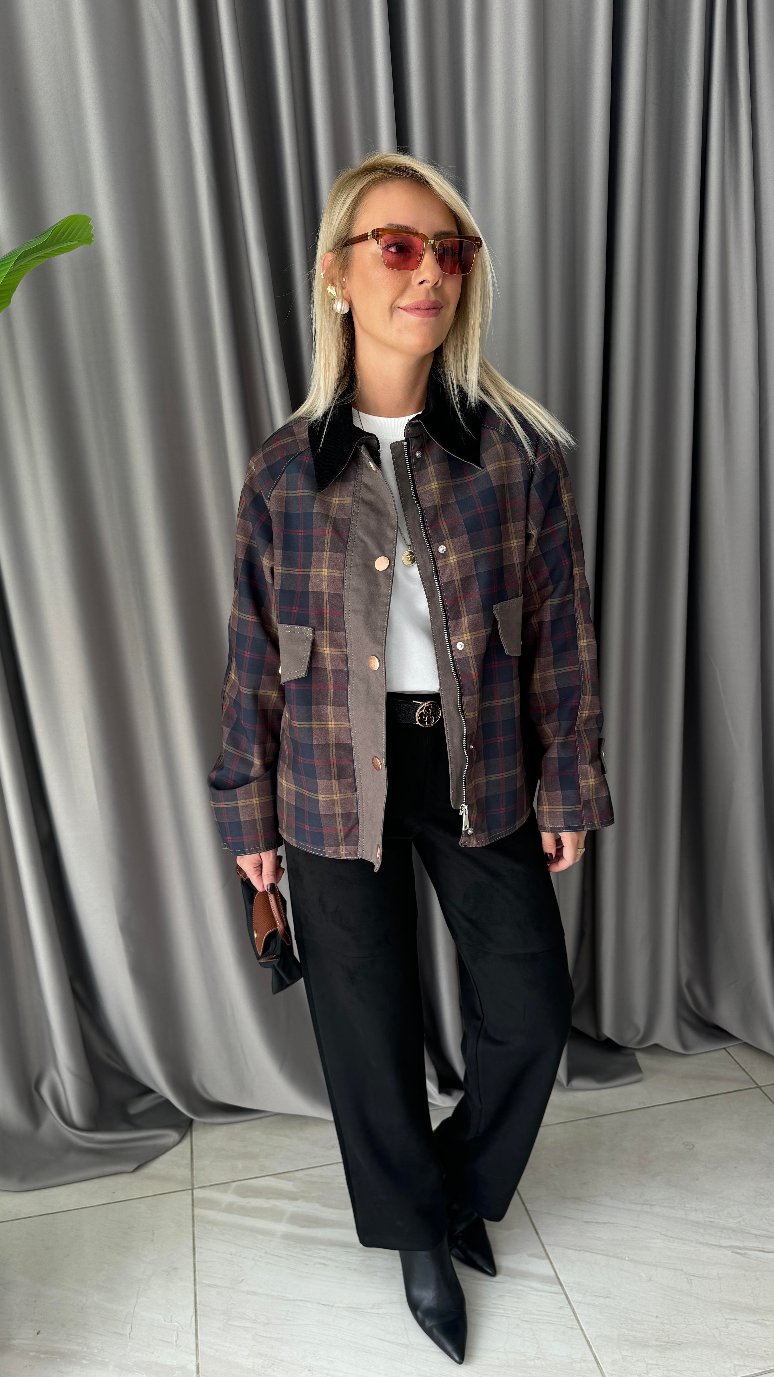 Orijinal Model Kadife Yaka Ekoseli Premium Mont