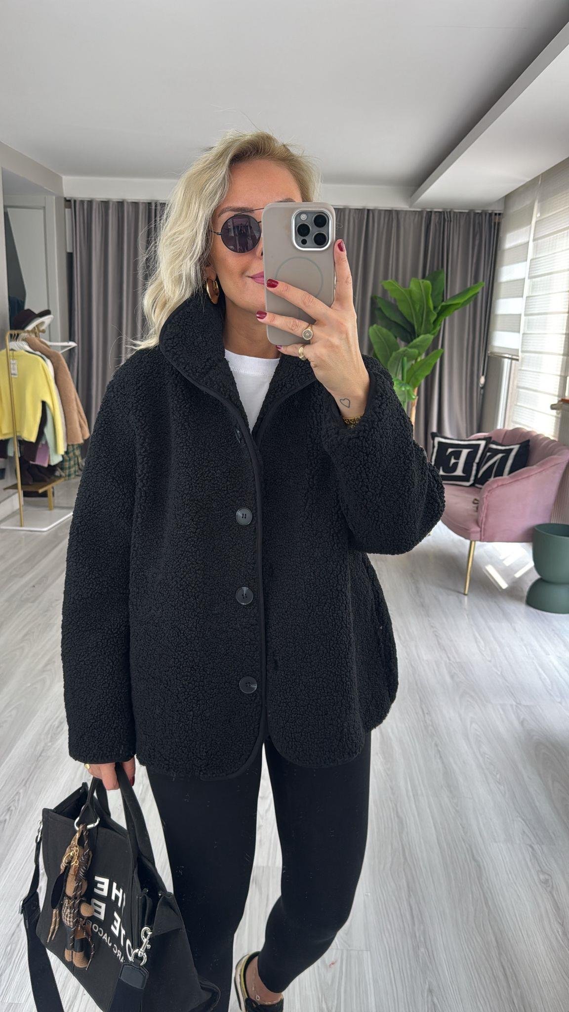 Orijinal Model Siyah Teddy Mont