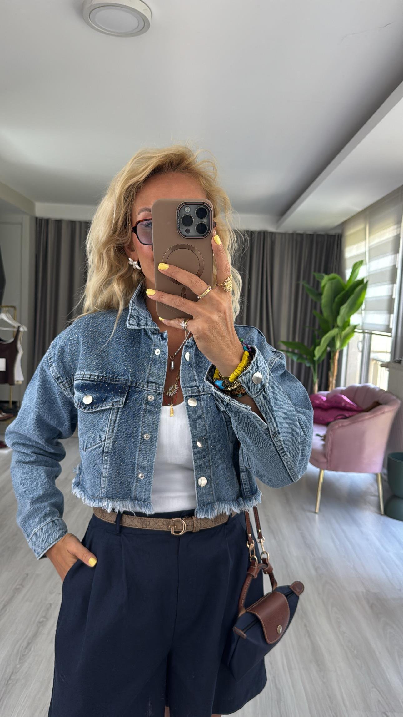 Orijinal Model Taş İşlemeli Denim Ceket