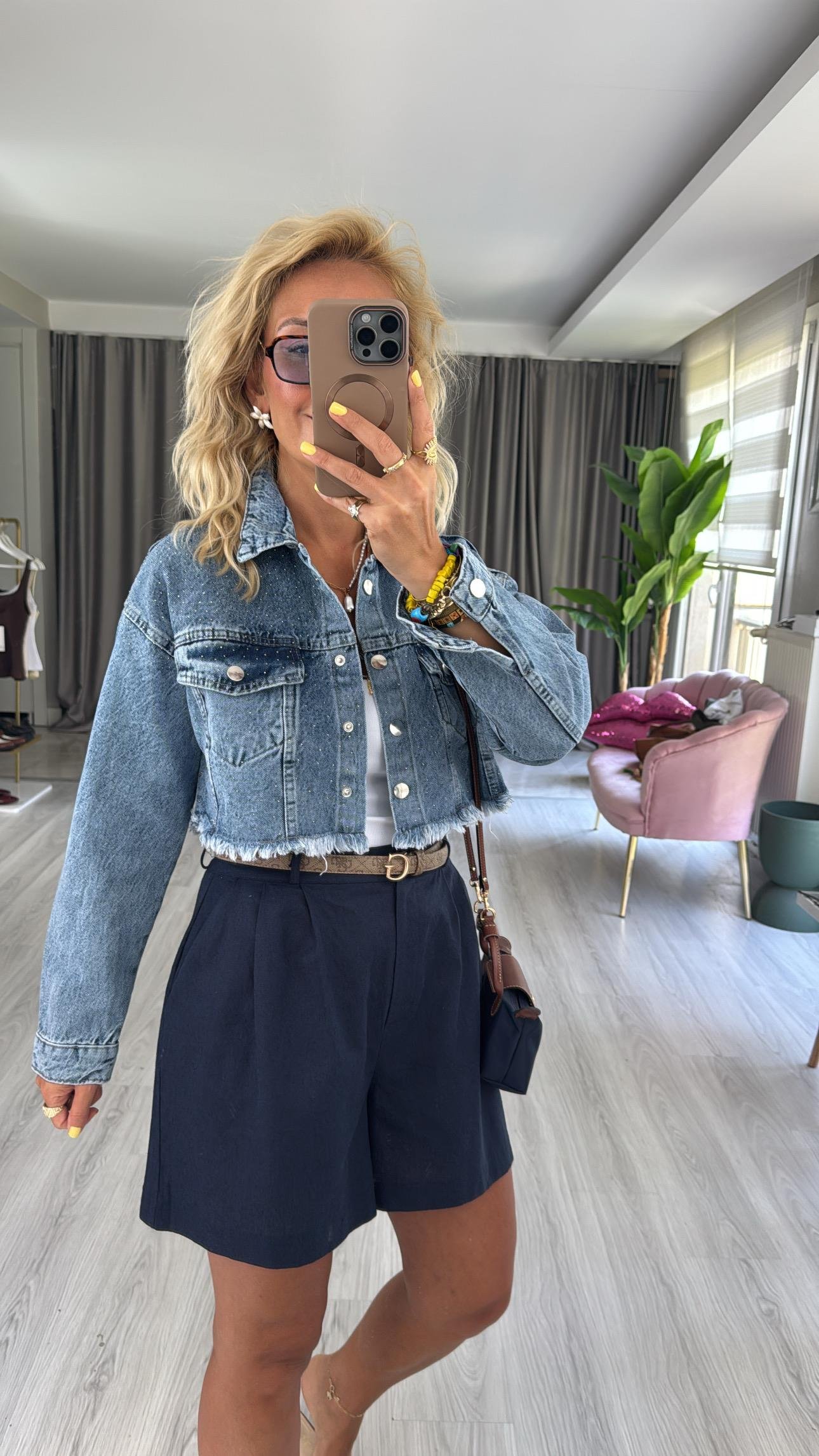 Orijinal Model Taş İşlemeli Denim Ceket