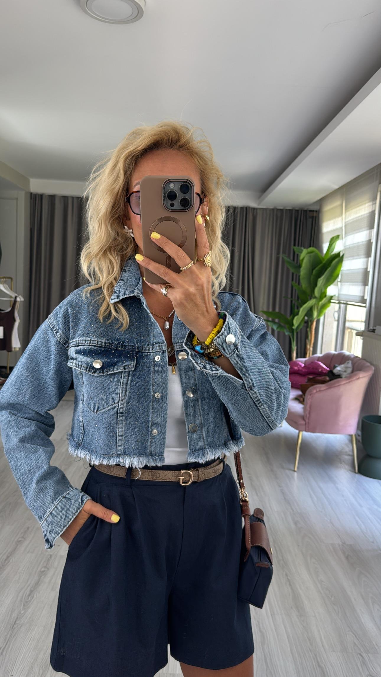 Orijinal Model Taş İşlemeli Denim Ceket