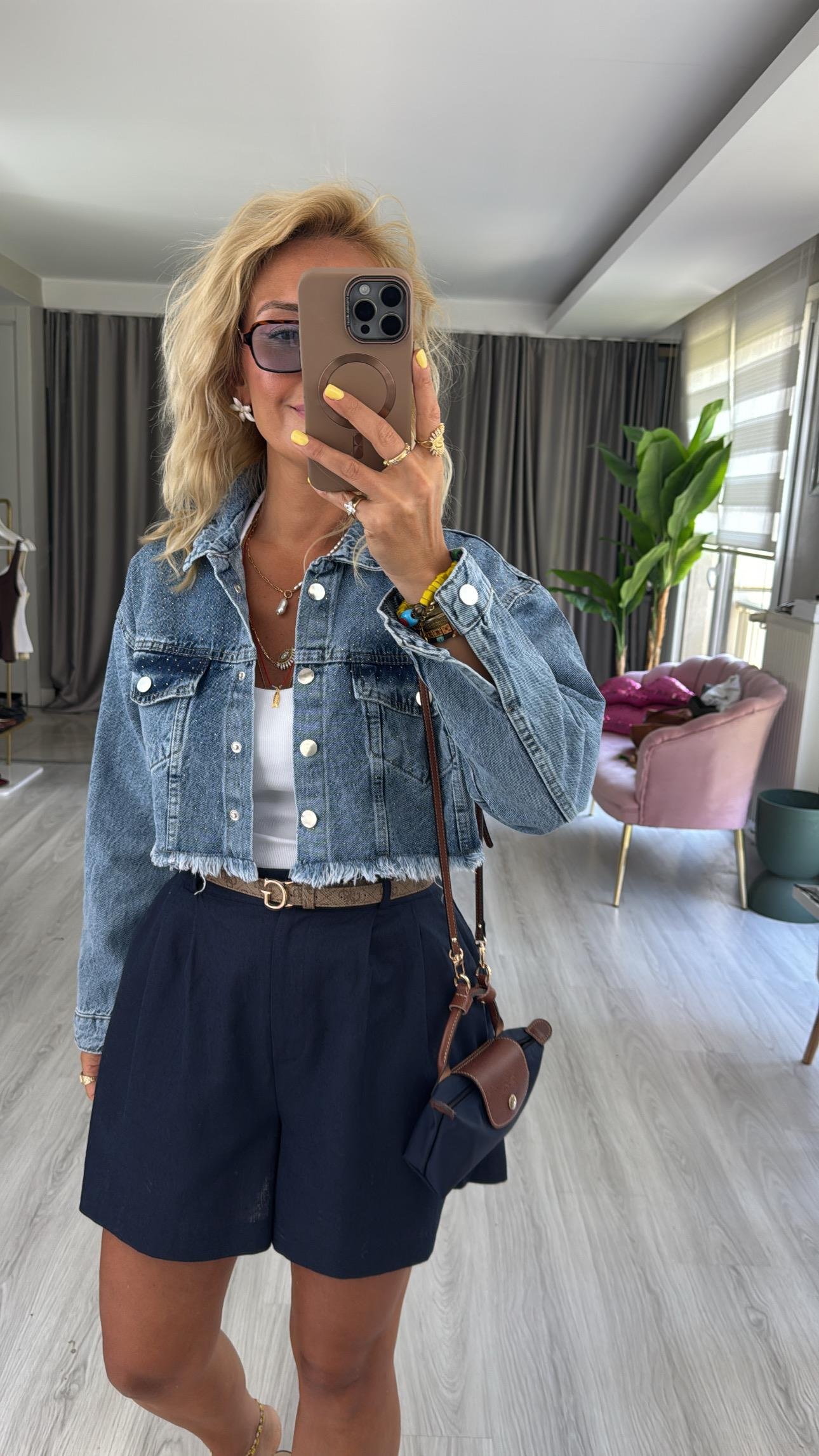 Orijinal Model Taş İşlemeli Denim Ceket