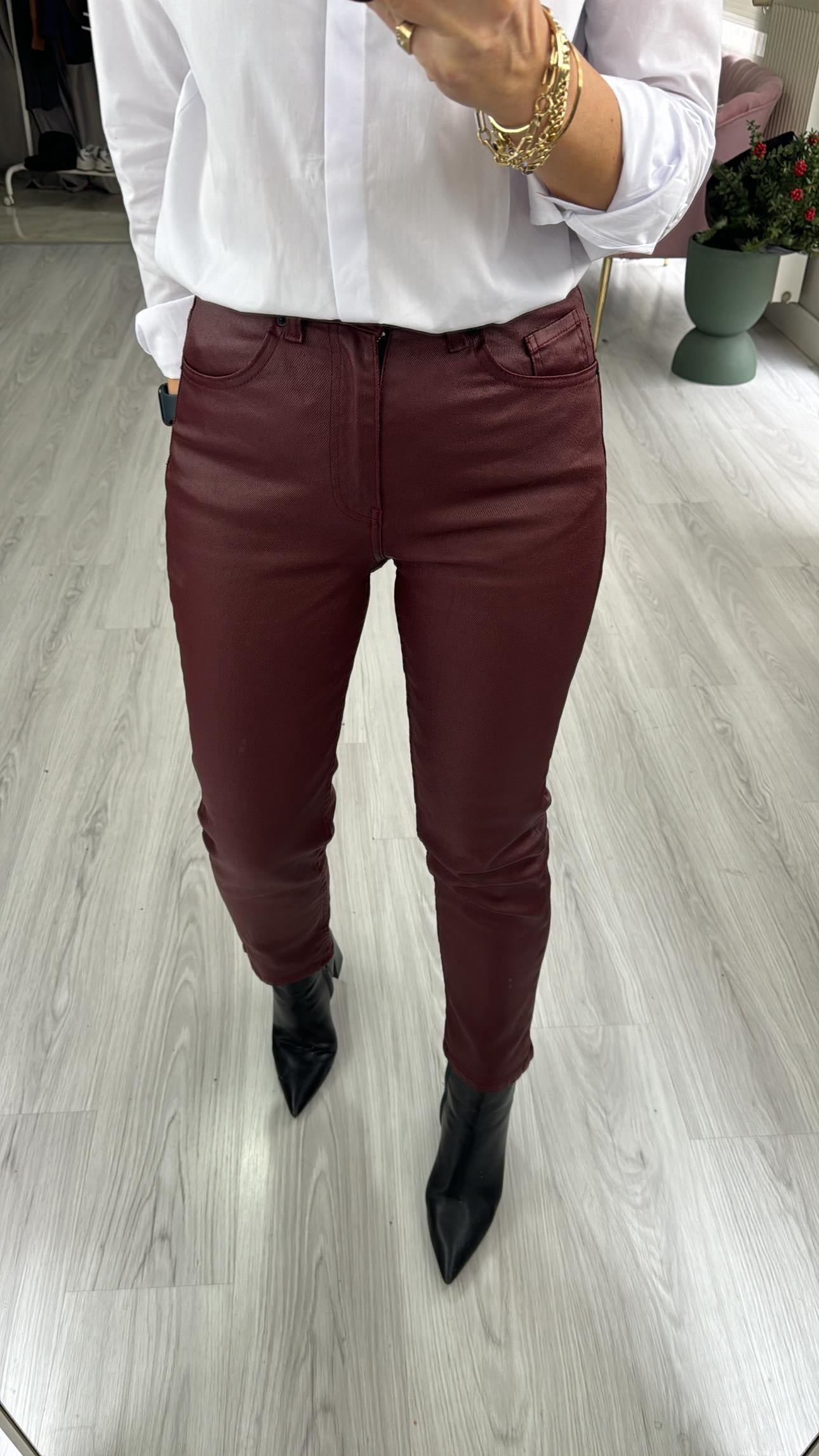 Orjinal Marka Bordo Mumlu Jean Pantolon