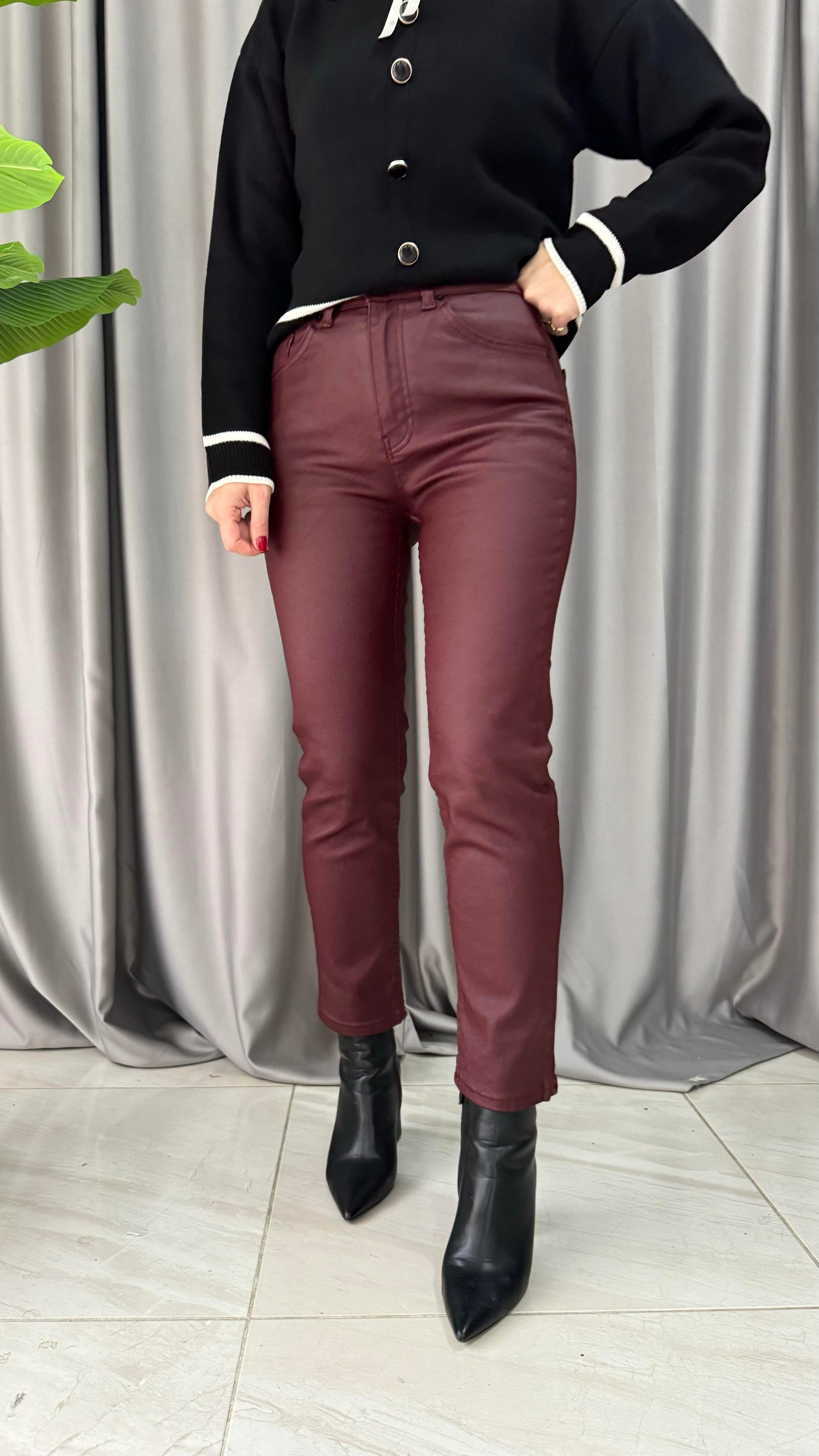 Orjinal Marka Bordo Mumlu Jean Pantolon