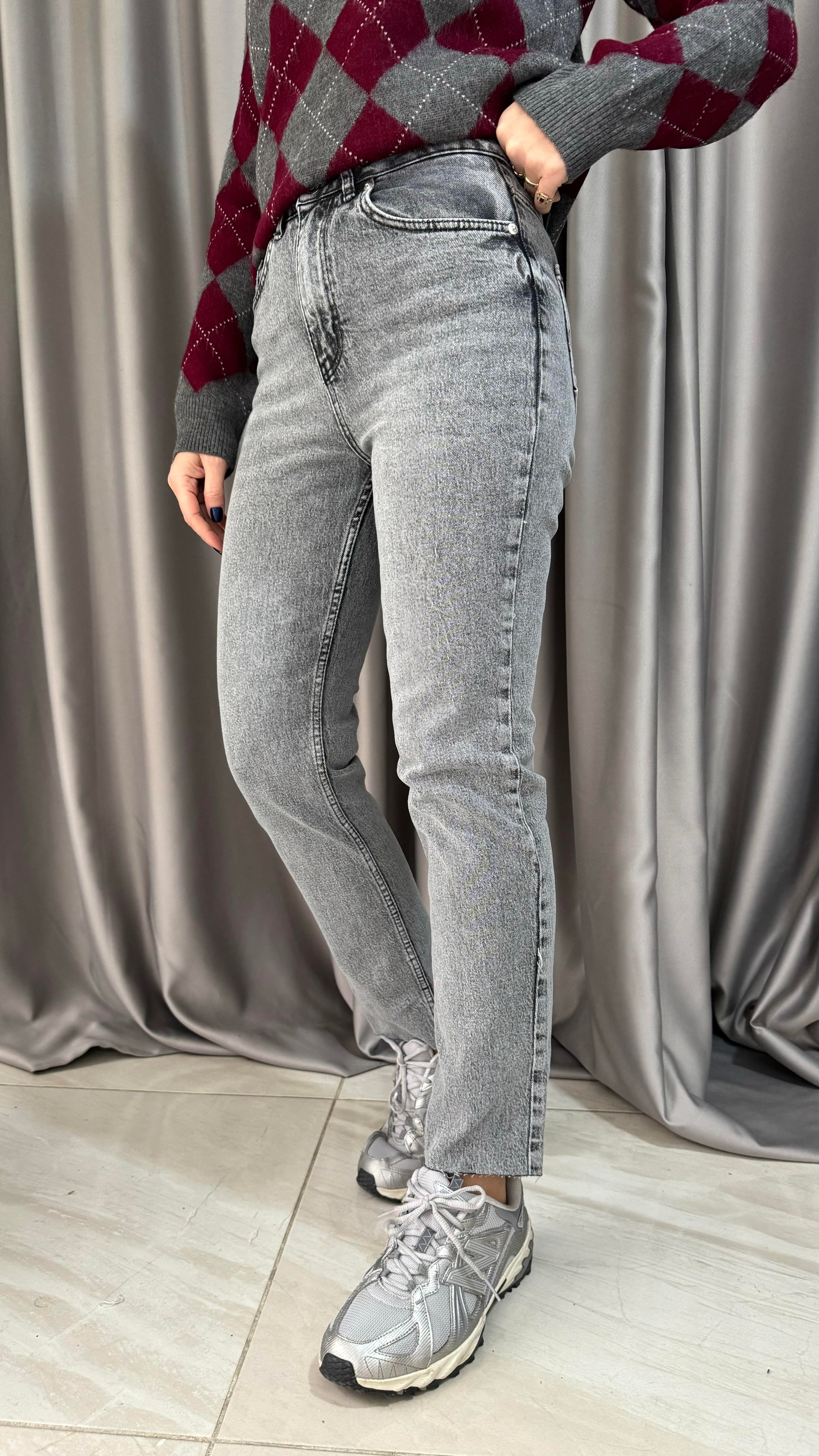 Orjinal Marka Gri Boyfit Jean