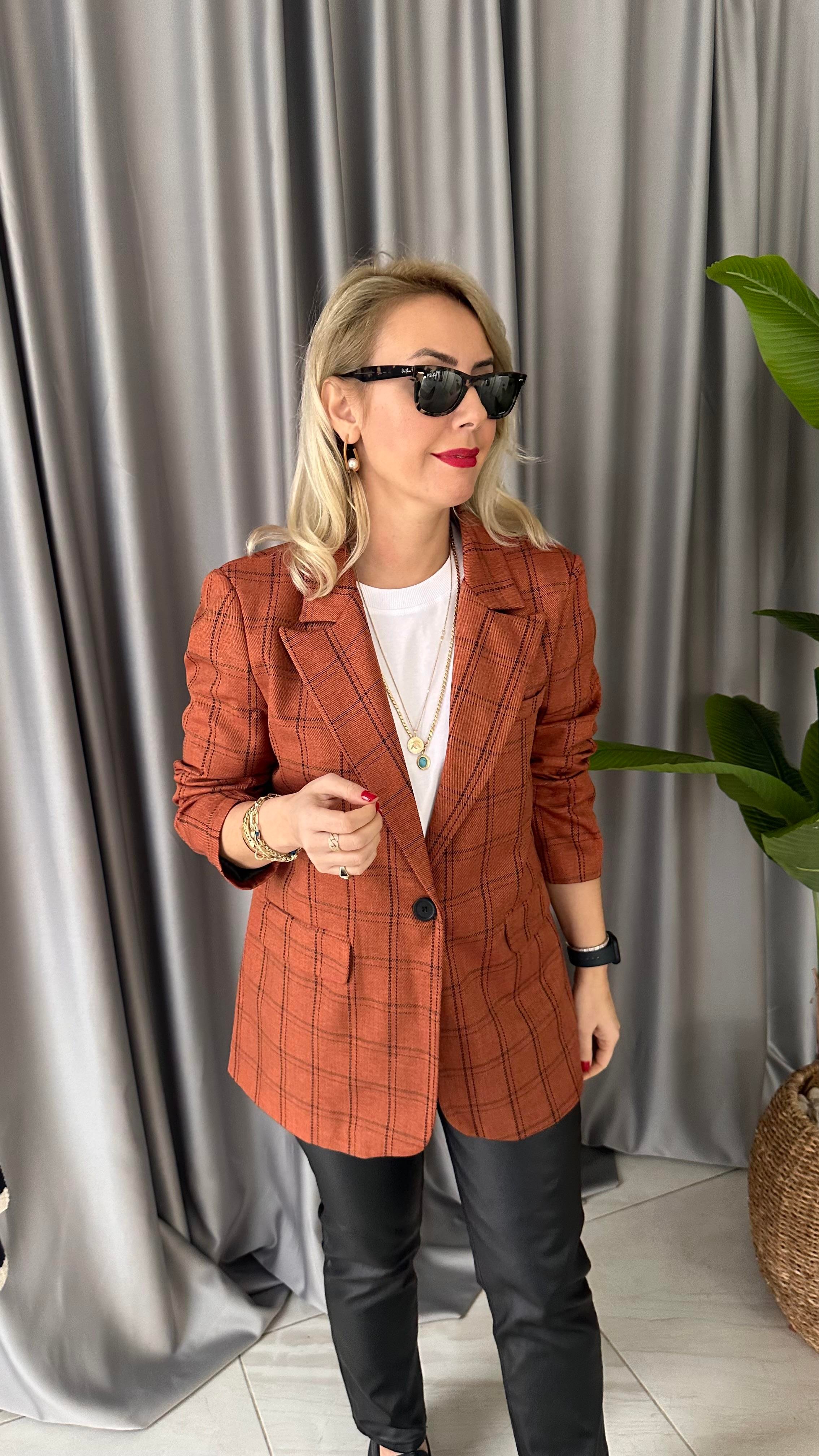 ORJİNAL MARKA, KARELİ, KİREMİT CEKET