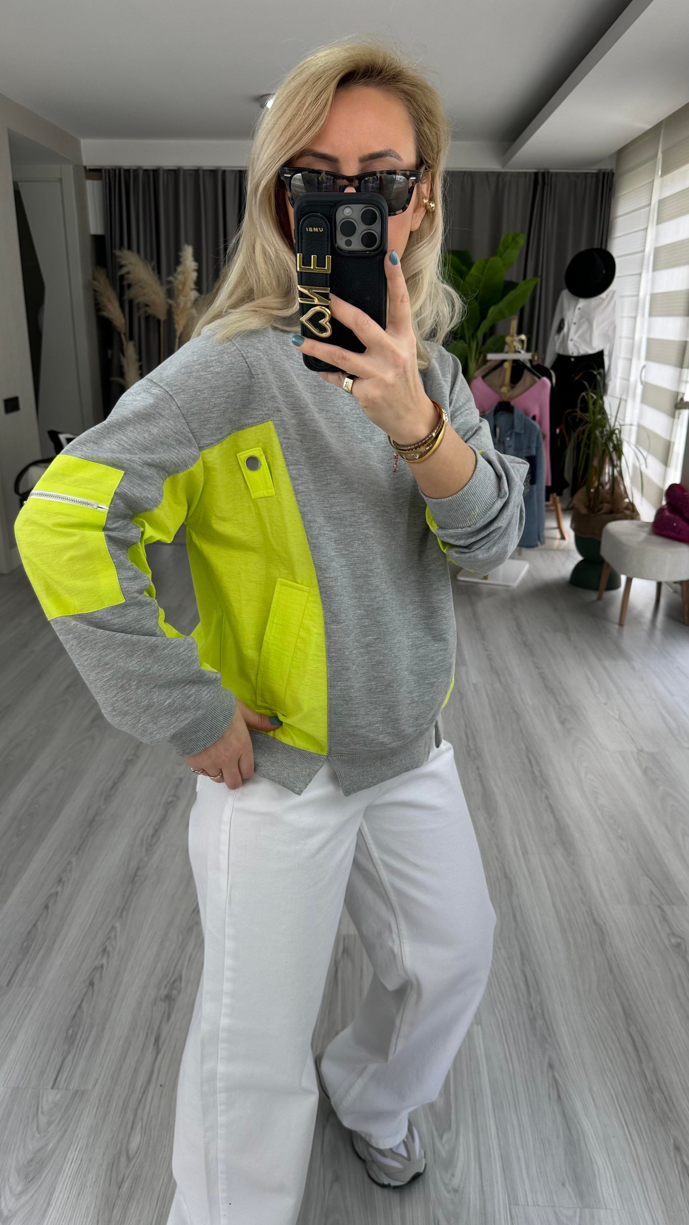 ORJİNAL MODEL PARAŞÜT NEON DETAYLI SWEAT