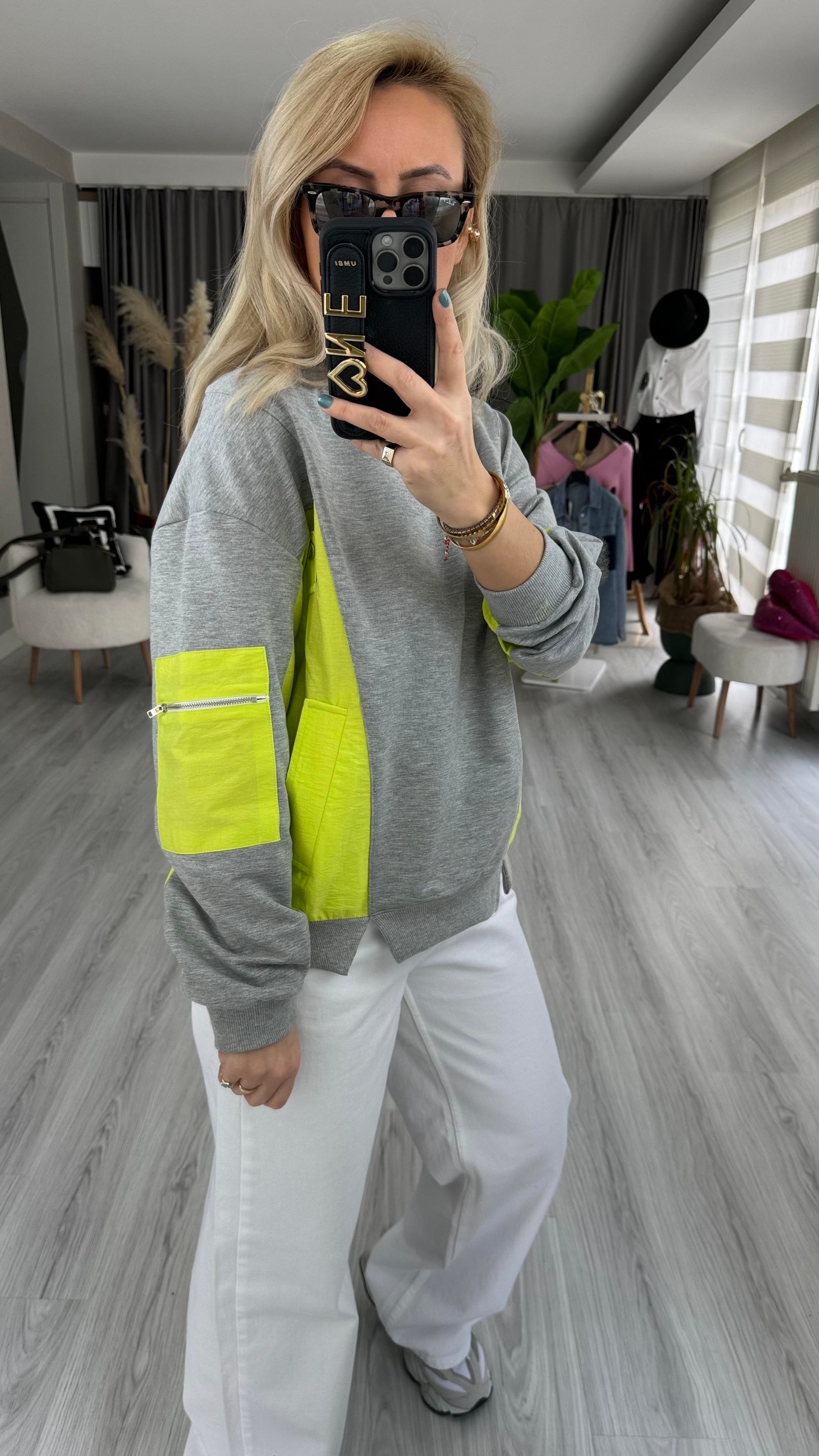ORJİNAL MODEL PARAŞÜT NEON DETAYLI SWEAT