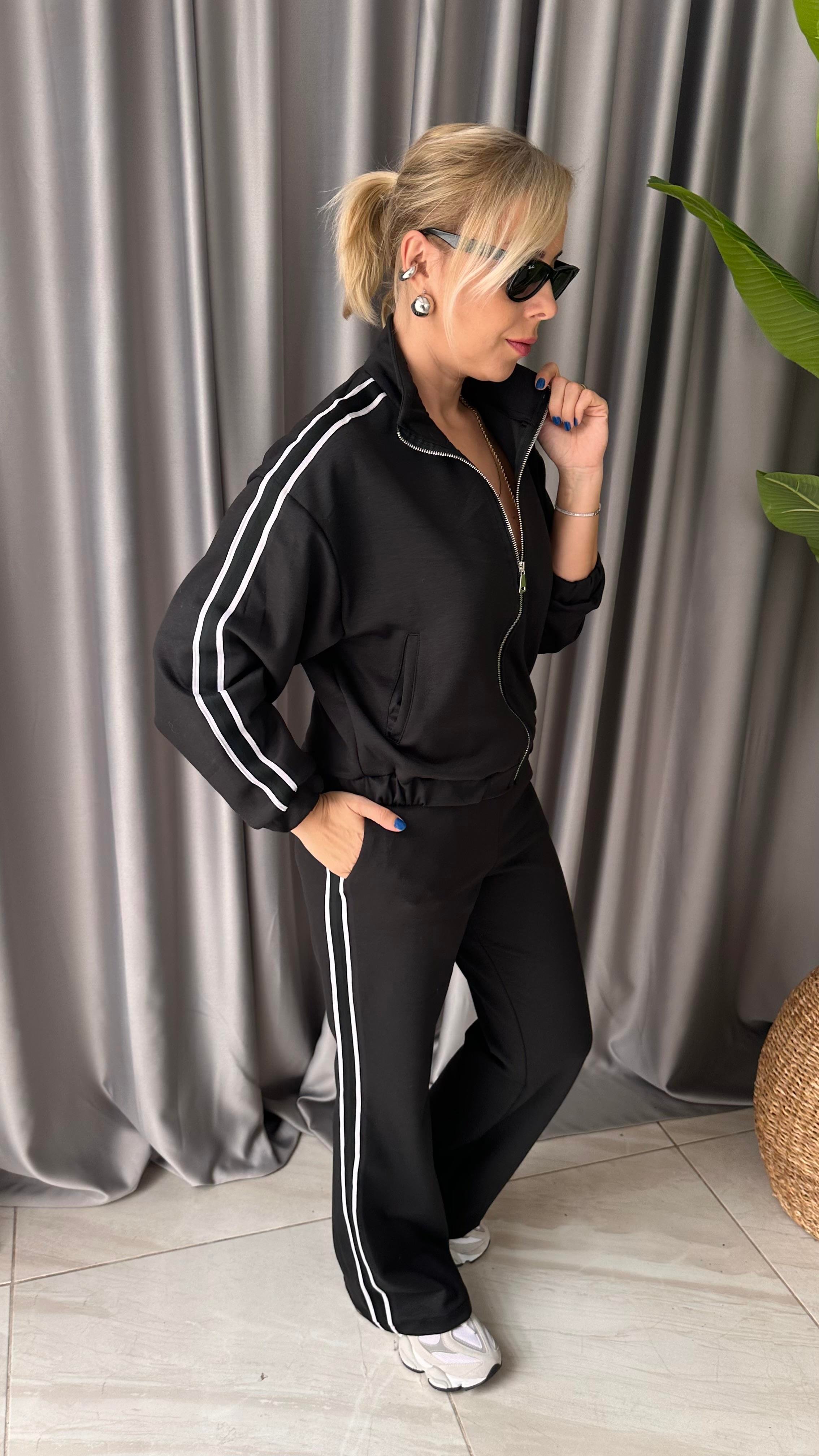 ORJİNAL MODEL ŞERİT DETAY PREMİUM SİYAH TAKIM 