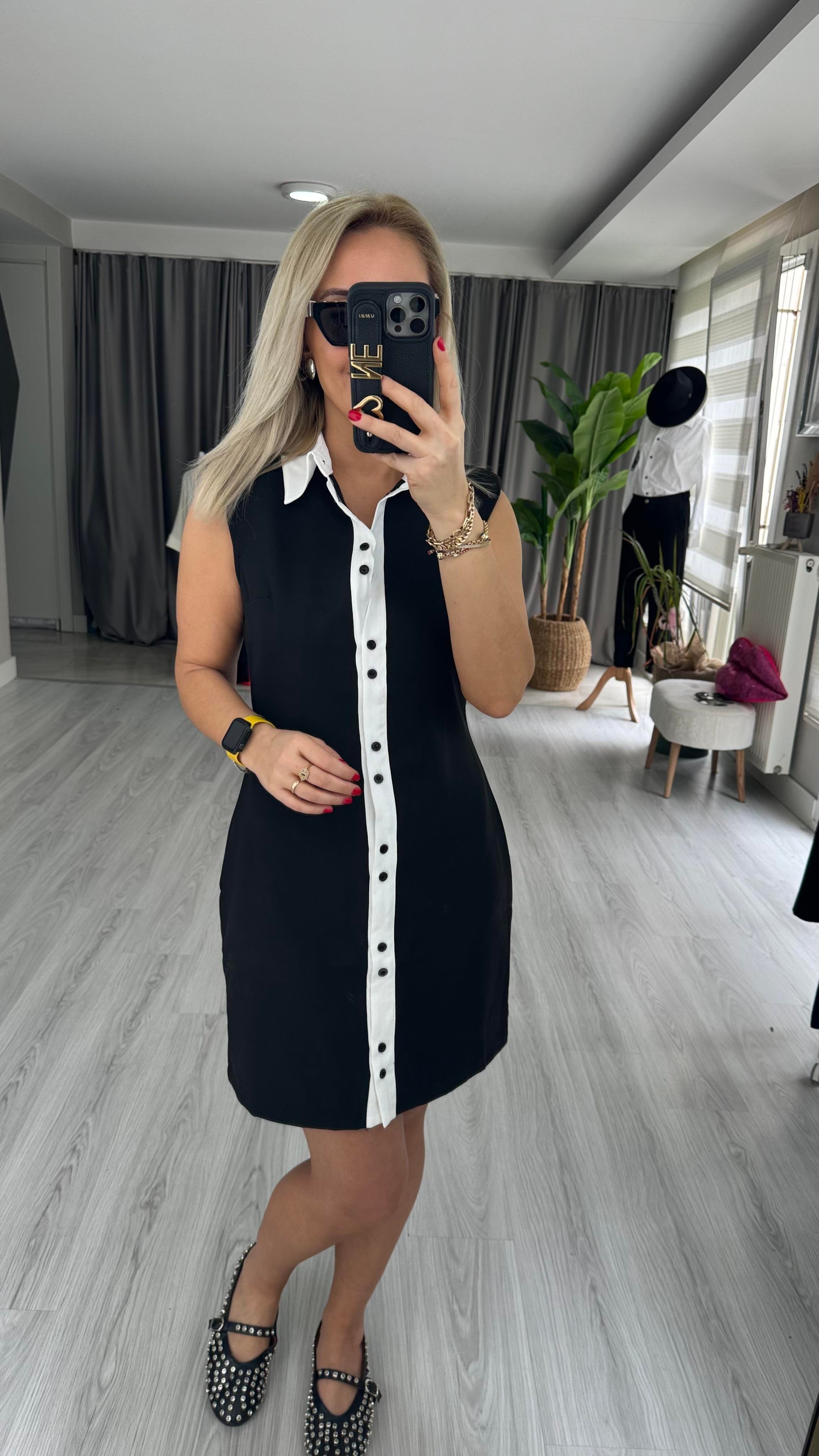 ORJİNAL MODEL SİYAH GÖMLEK ELBİSE