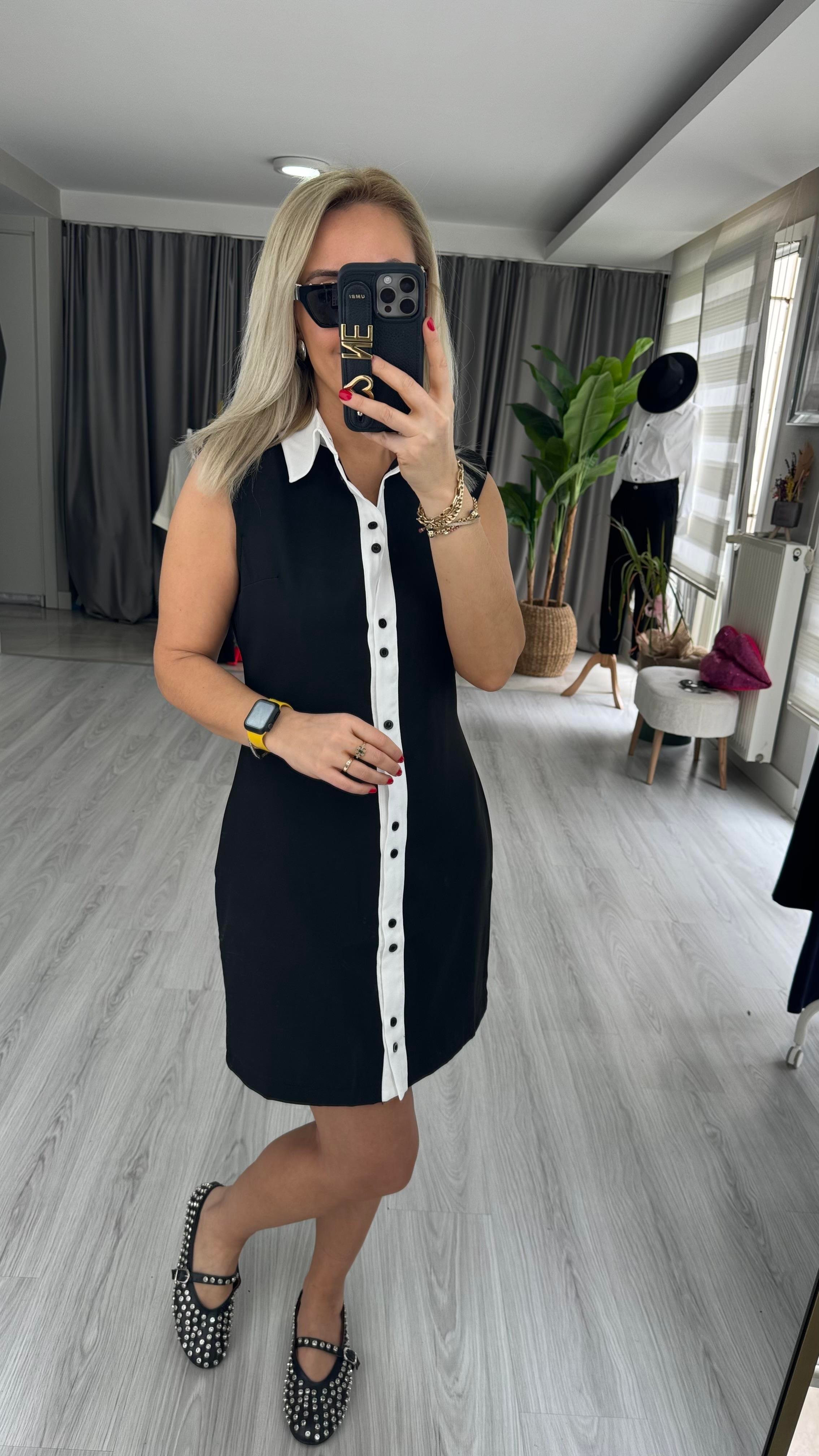 ORJİNAL MODEL SİYAH GÖMLEK ELBİSE