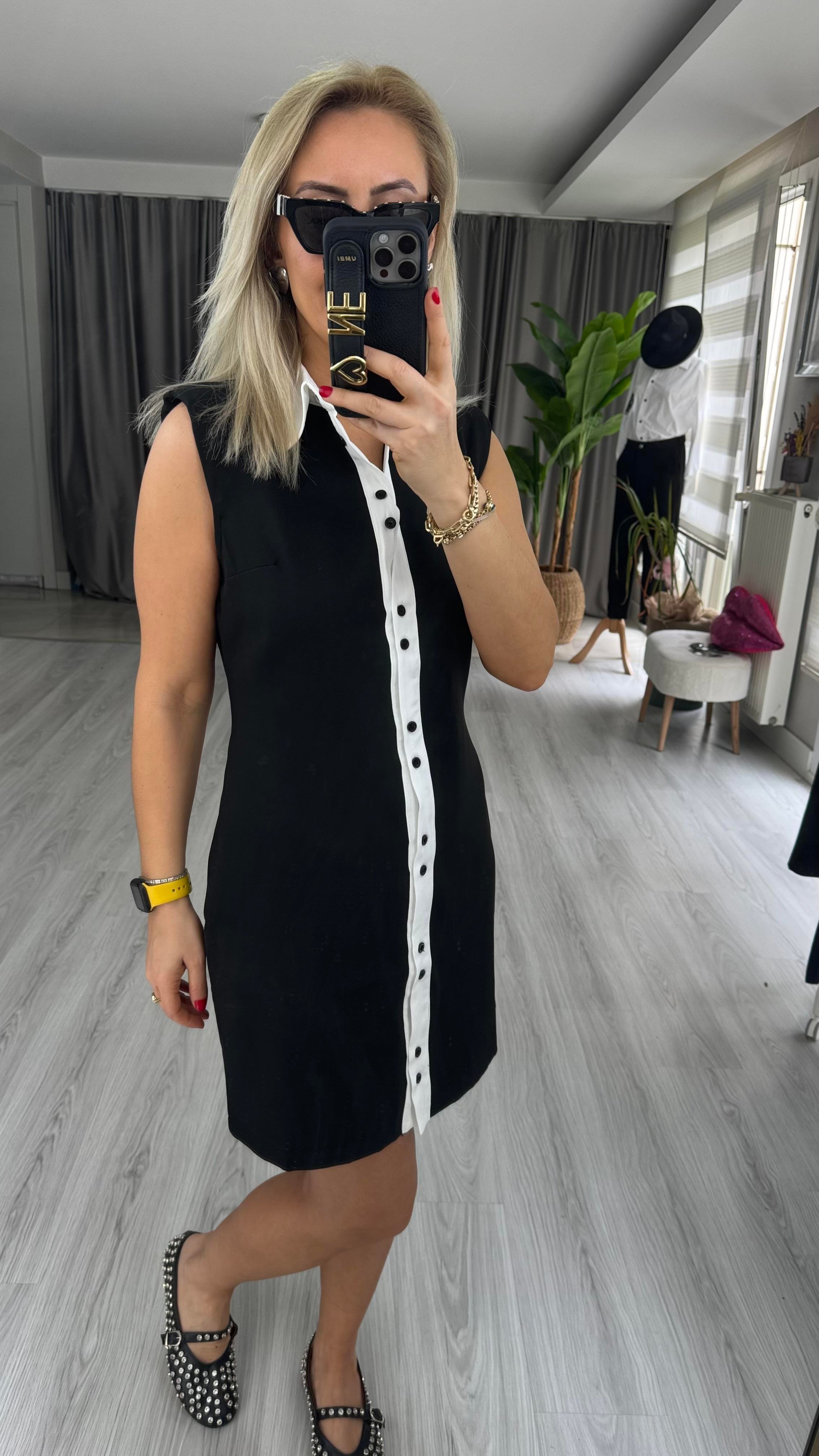 ORJİNAL MODEL SİYAH GÖMLEK ELBİSE