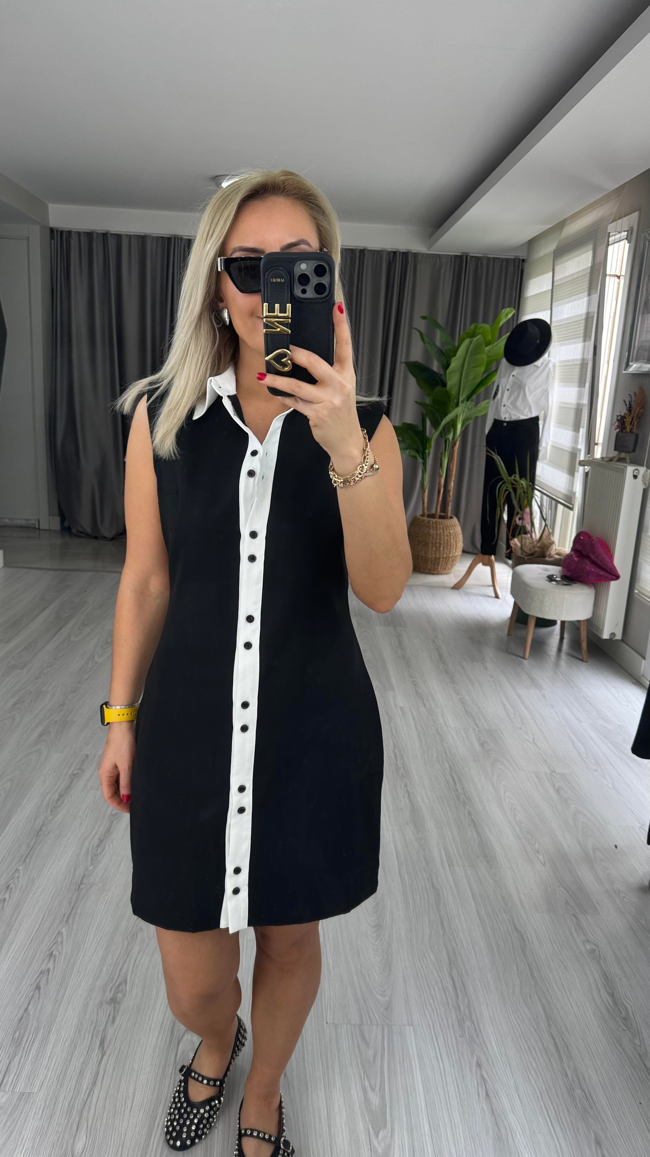 ORJİNAL MODEL SİYAH GÖMLEK ELBİSE