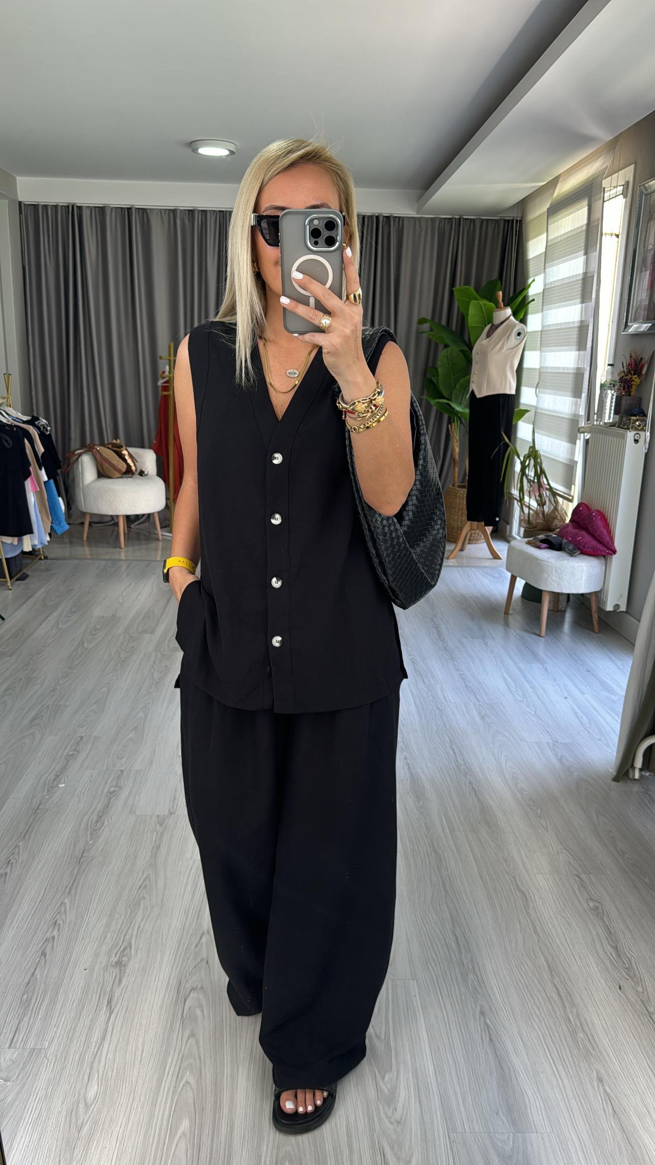 ORJİNAL MODEL SİYAH KETEN TAKIM