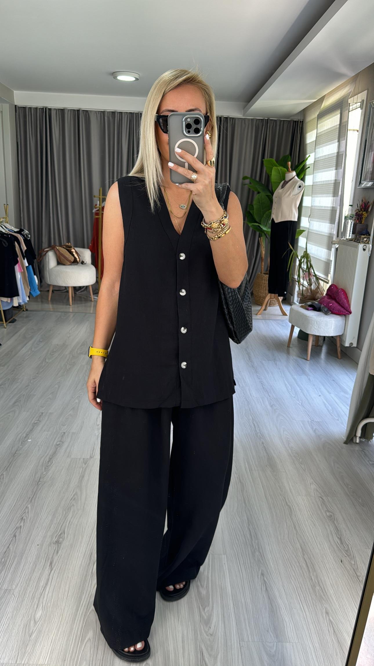 ORJİNAL MODEL SİYAH KETEN TAKIM