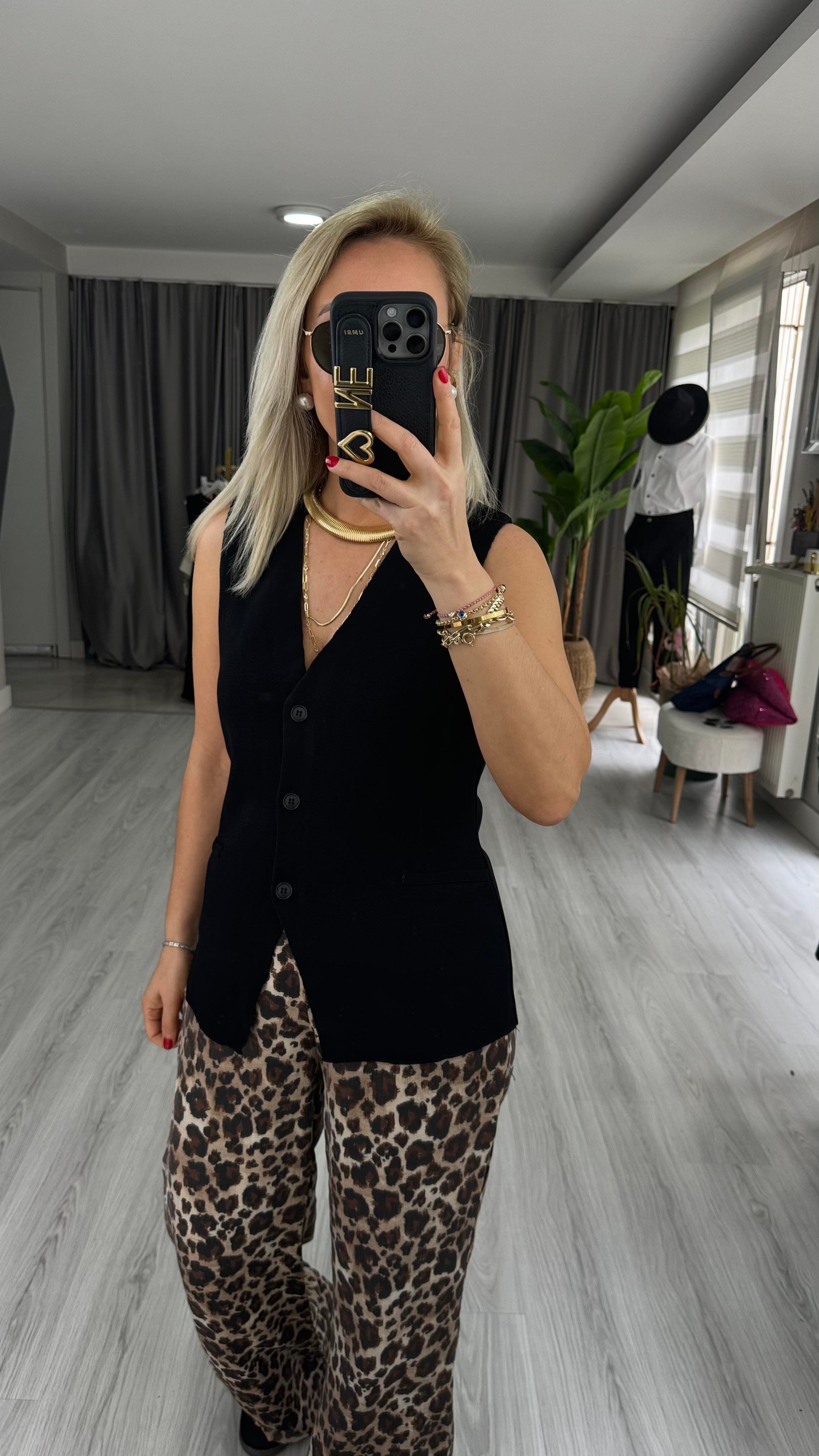 ORJİNAL MODEL SİYAH MERSERİZE YELEK