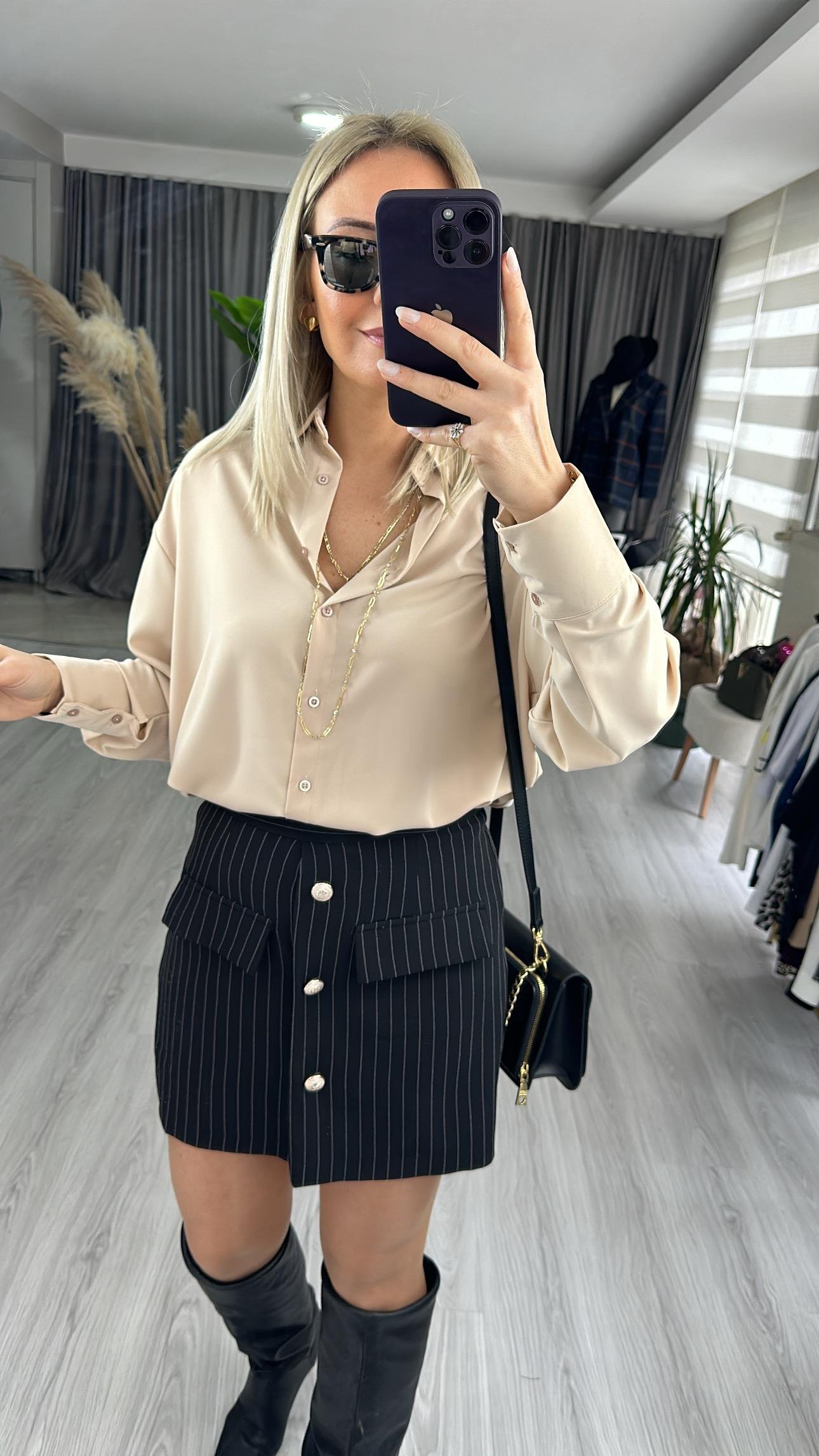 OVERSİZE BEJ GÖMLEK