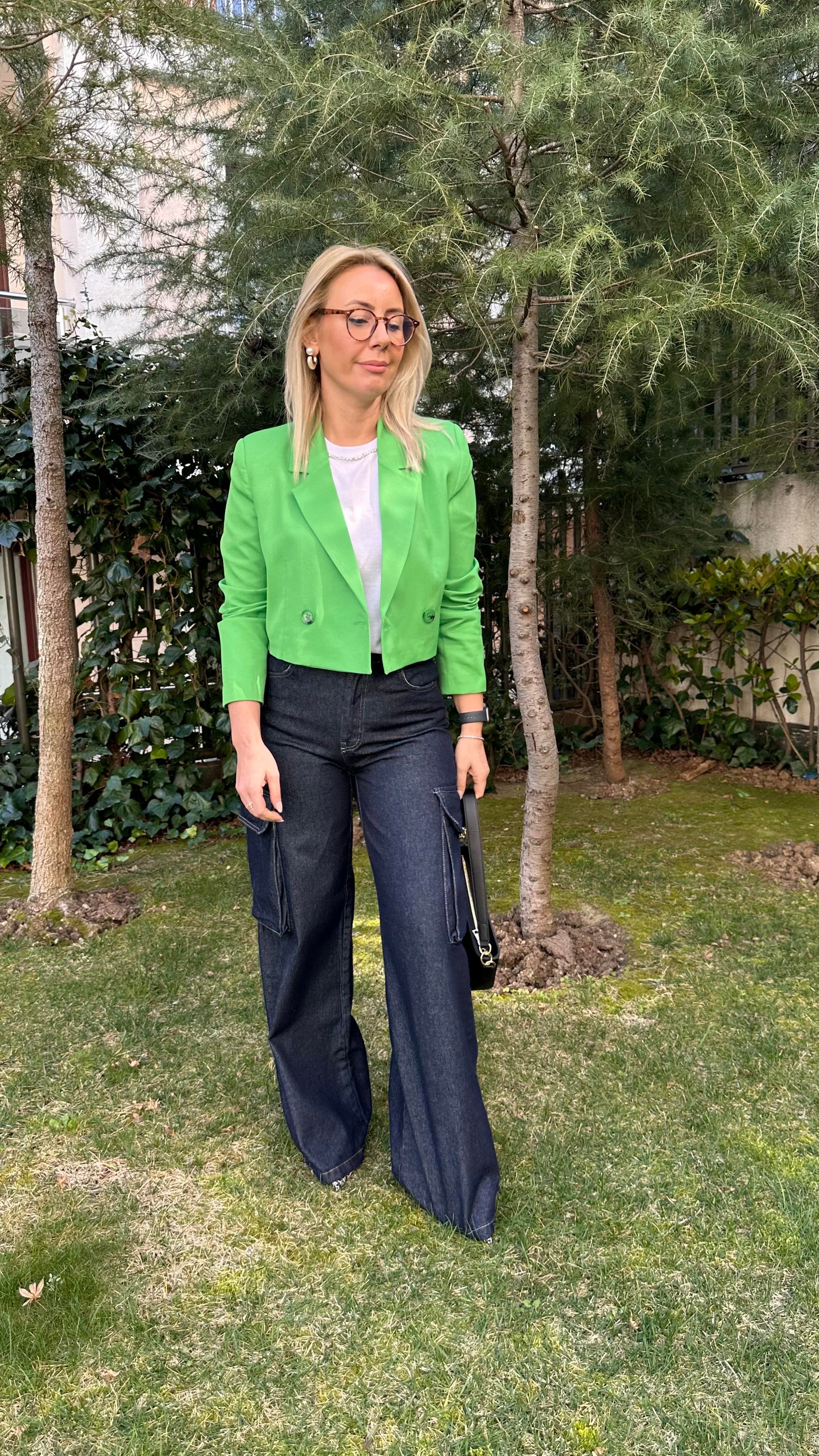 PREMİUM SERİ, KRUVAZE MODEL, TEK DÜĞMELİ YEŞİL CEKET