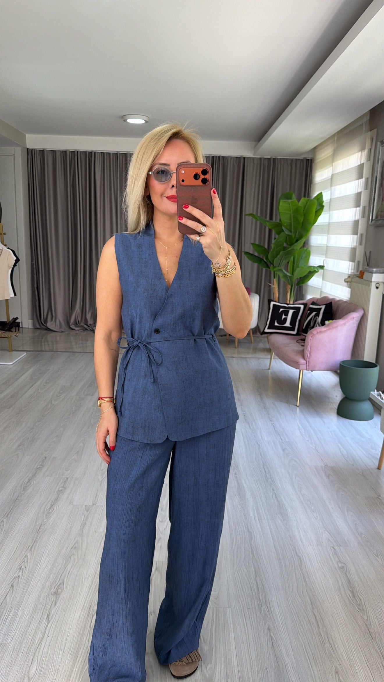 Premium Yelek Pantolon Mavi Takım