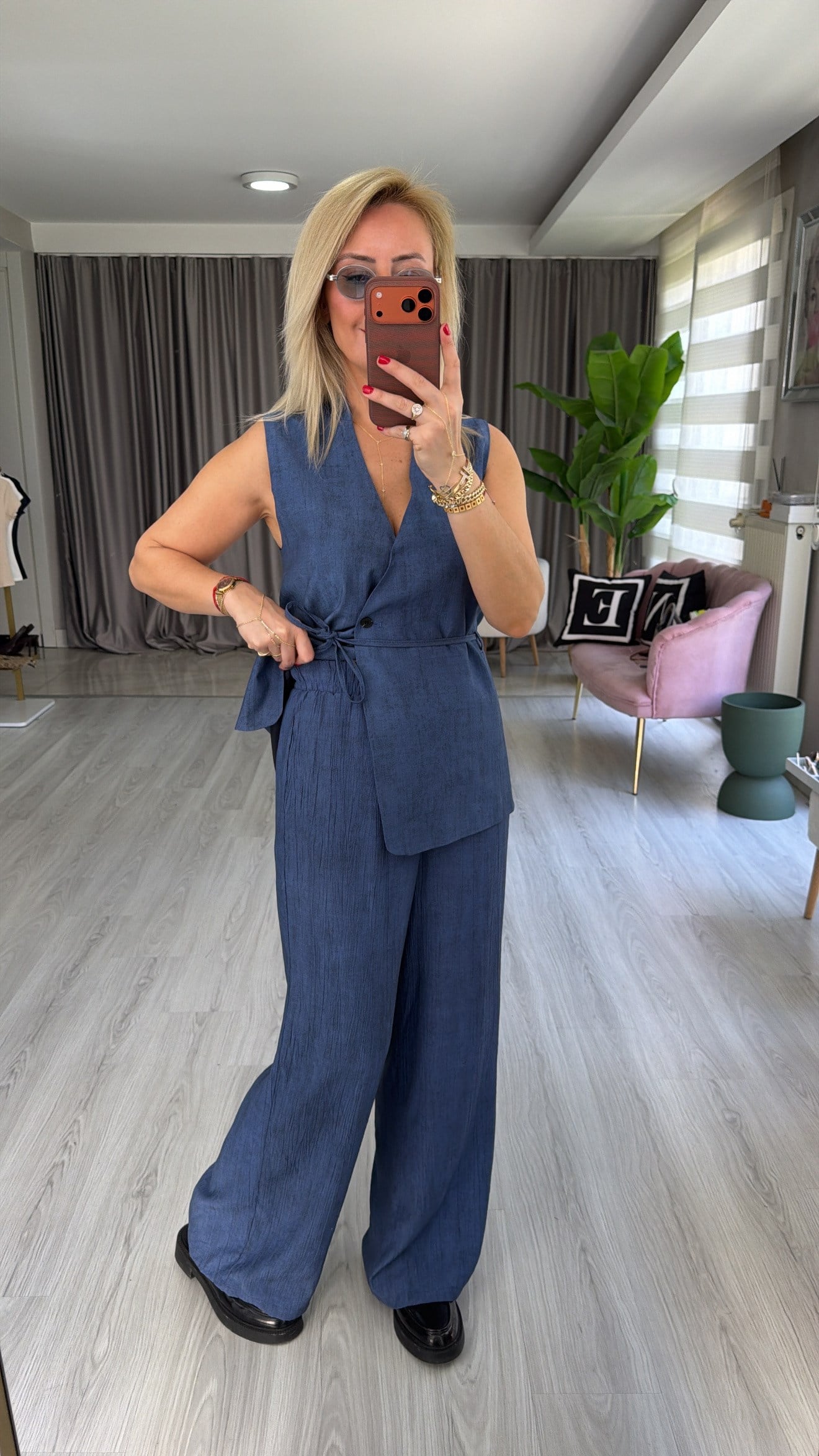 Premium Yelek Pantolon Mavi Takım