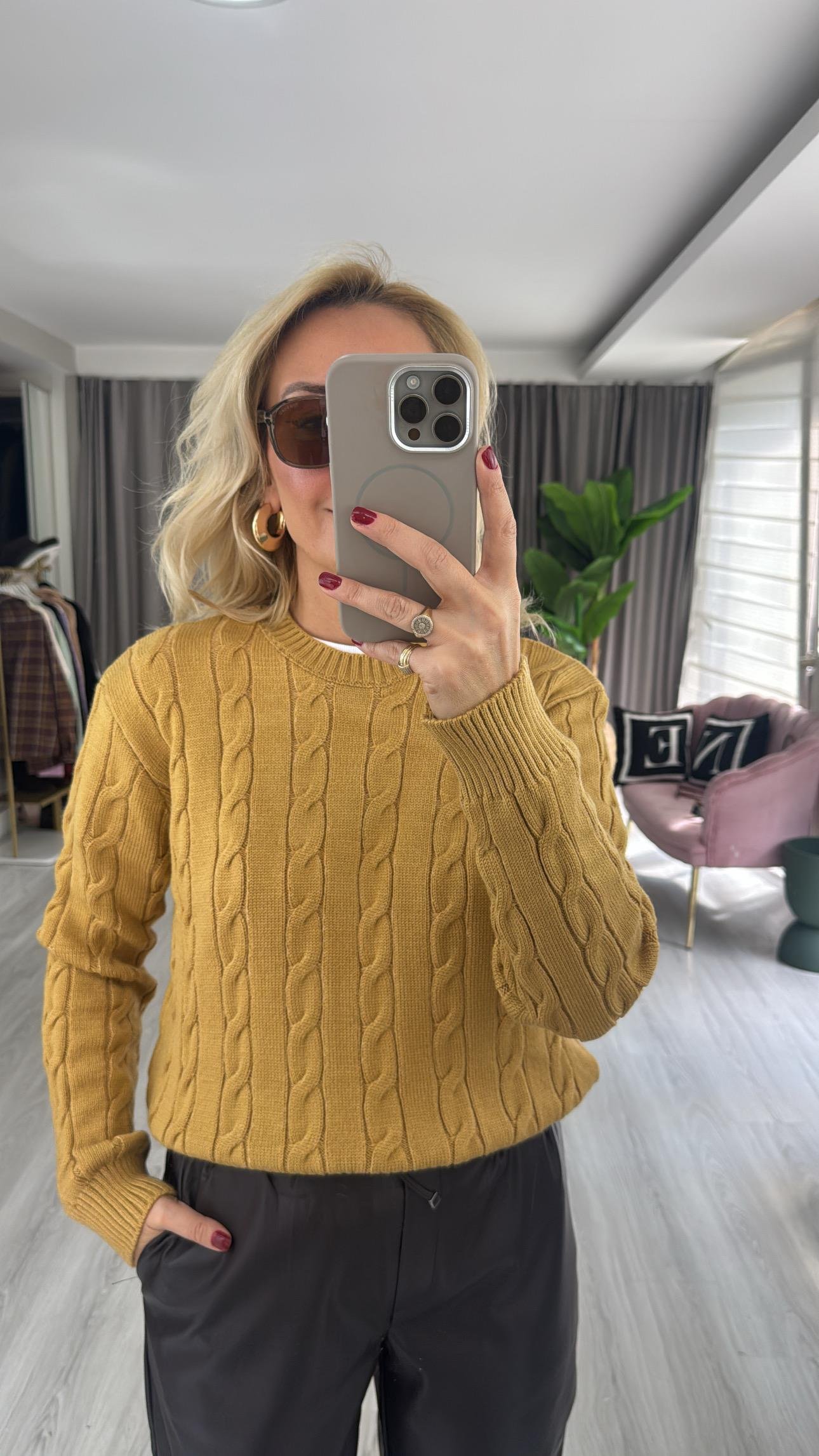 Saç Örgü Karamel Triko