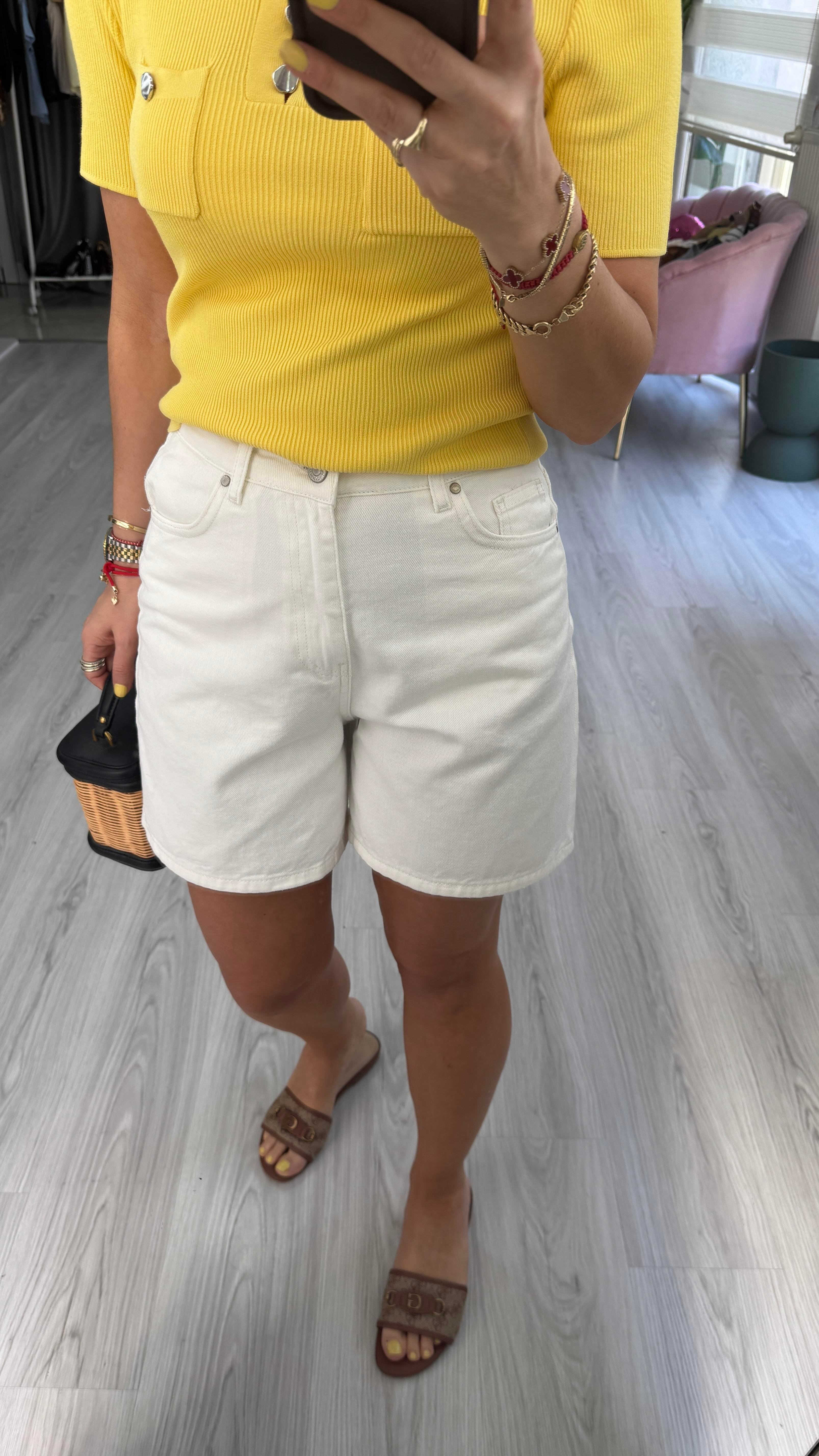 Şehir Boy Ekru Jean Şort