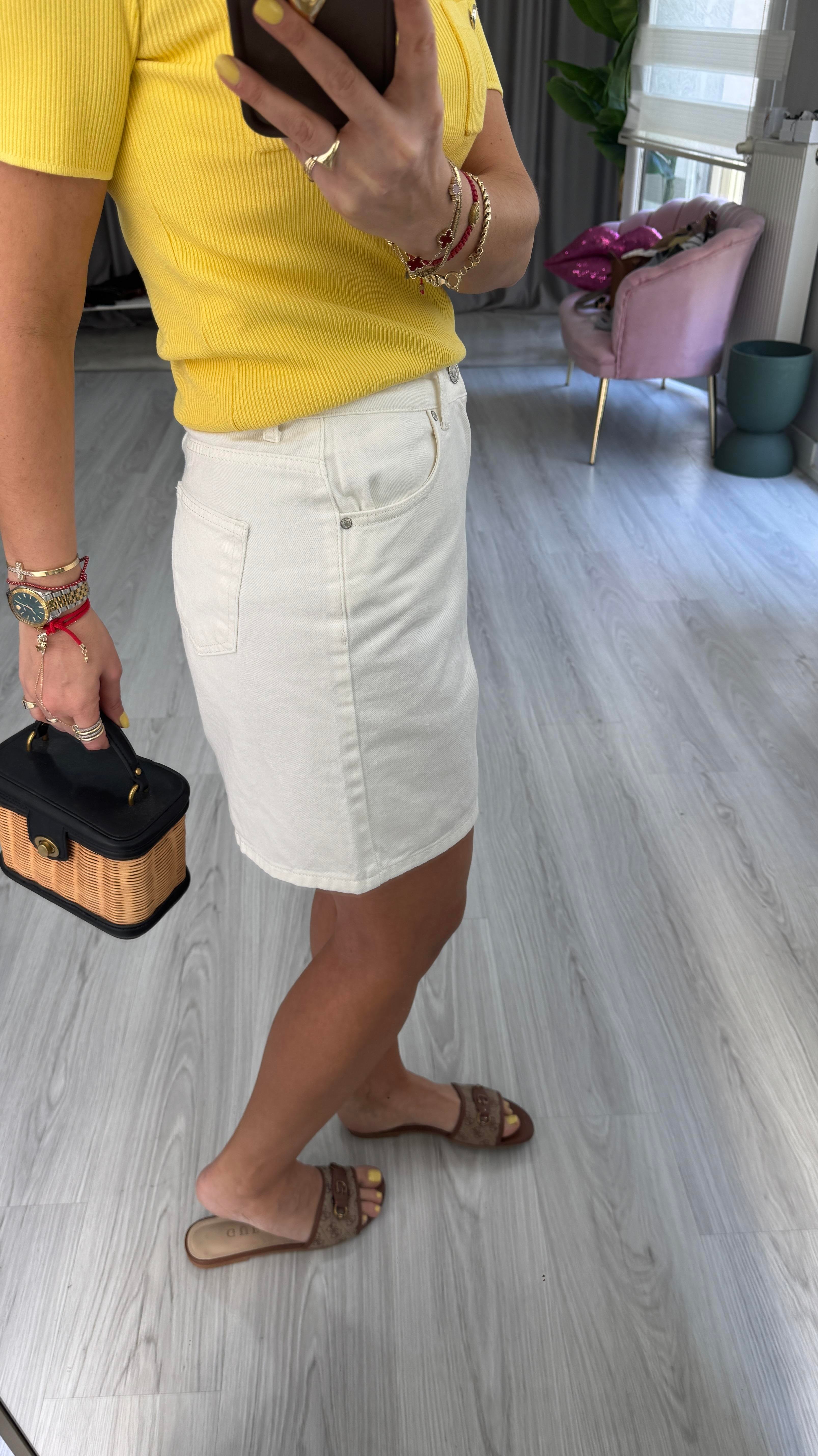 Şehir Boy Ekru Jean Şort