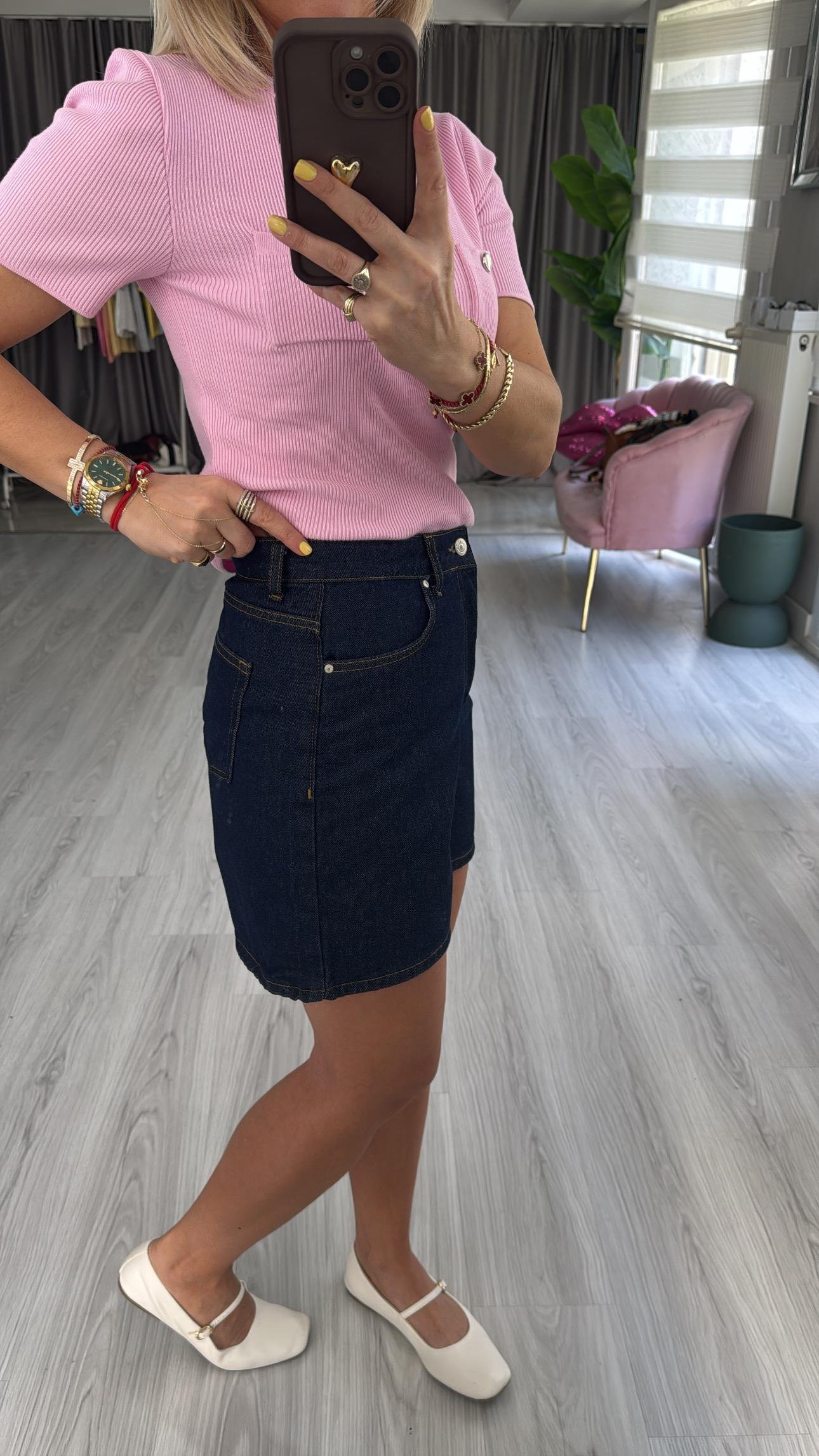 Şehir Boy Lacivert Jean Şort