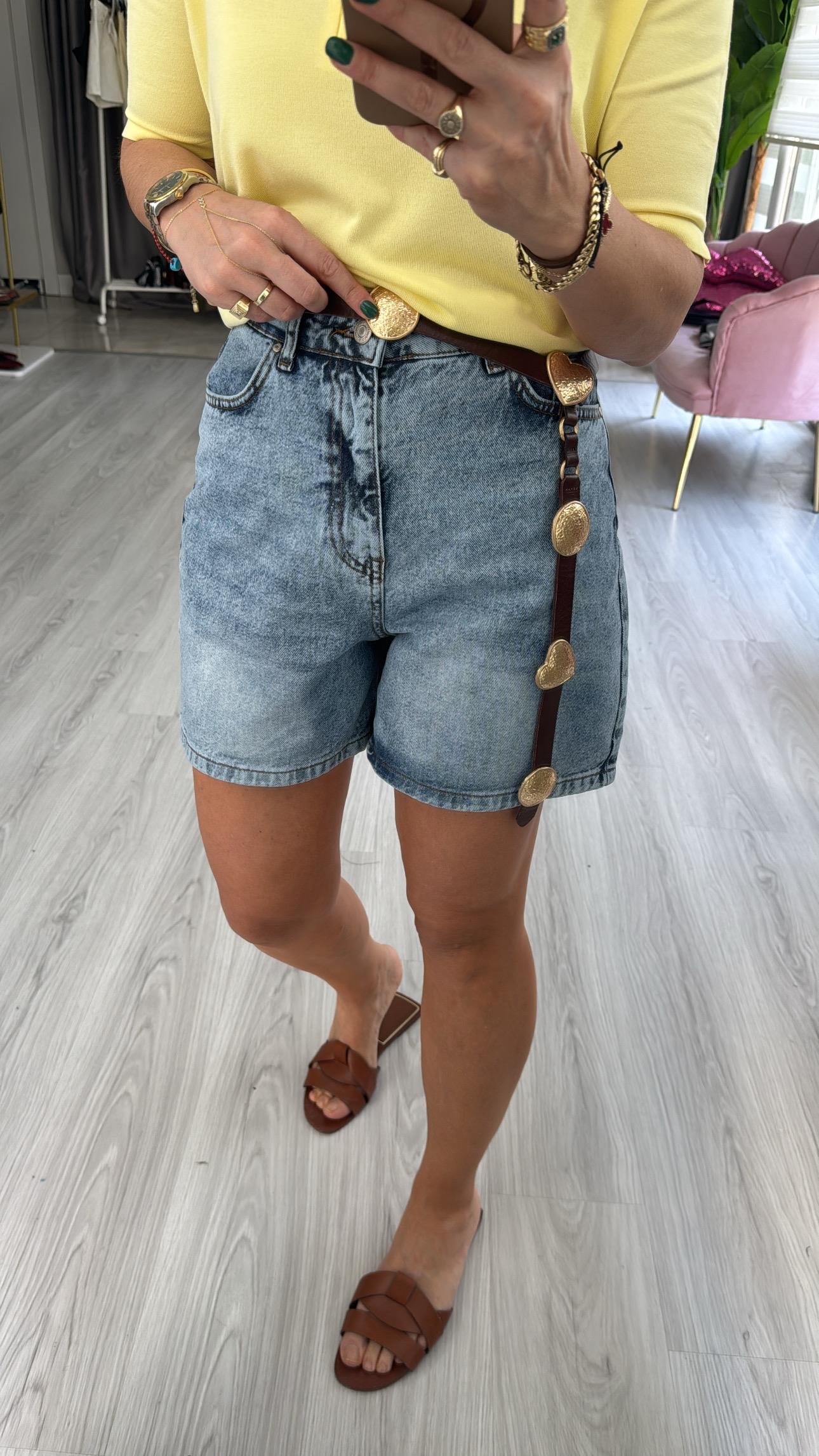 Şehir Boy Mavi Jean Şort