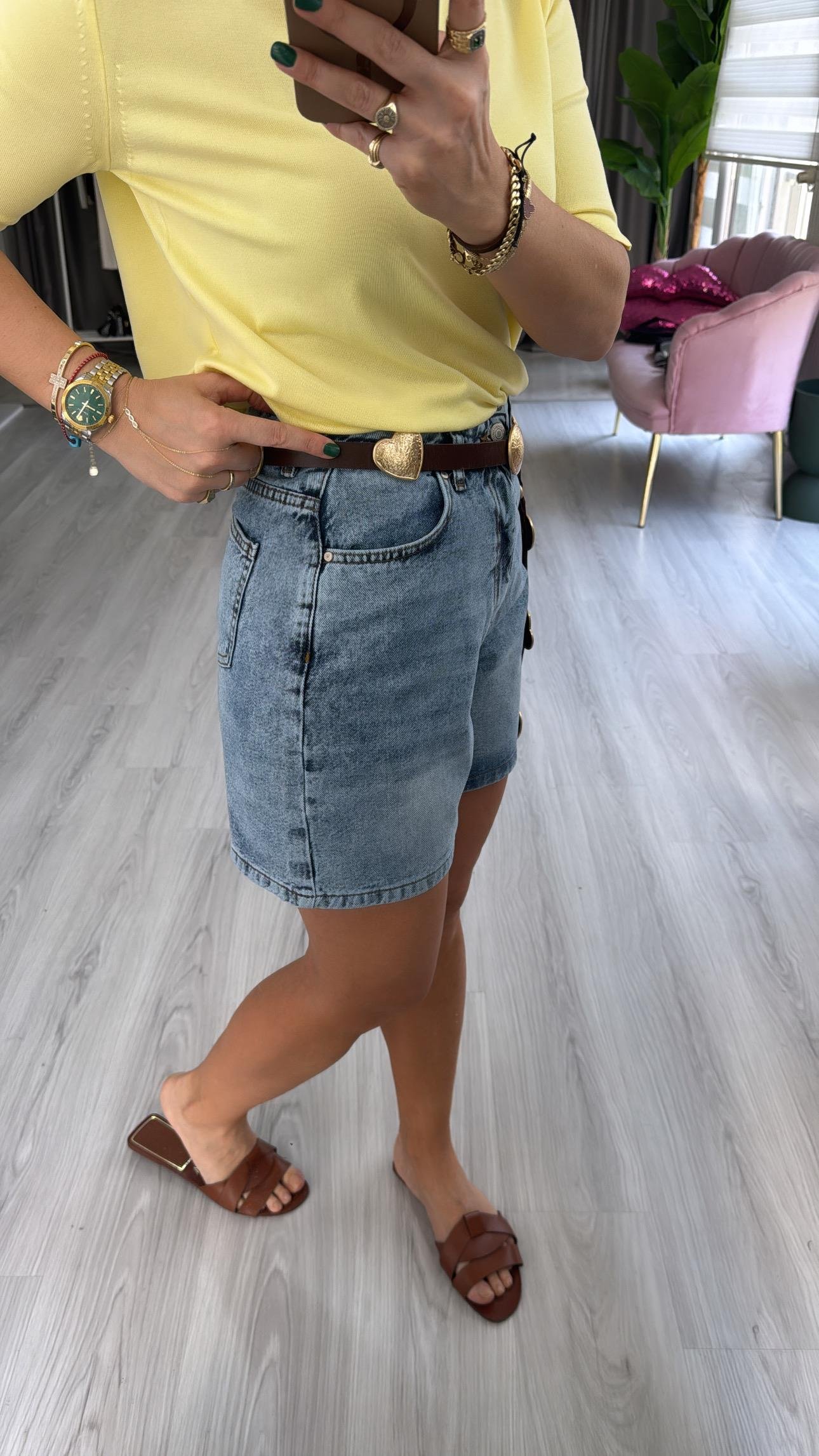 Şehir Boy Mavi Jean Şort