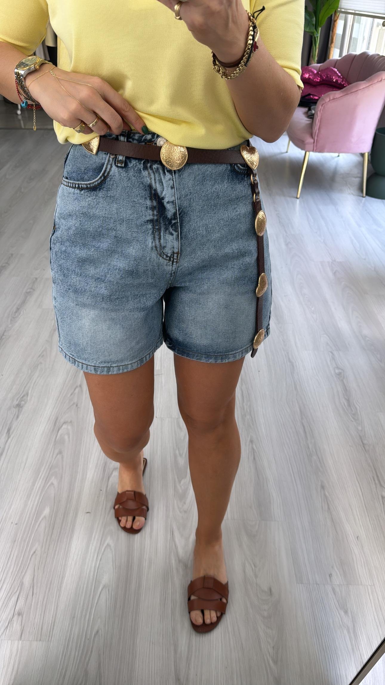 Şehir Boy Mavi Jean Şort