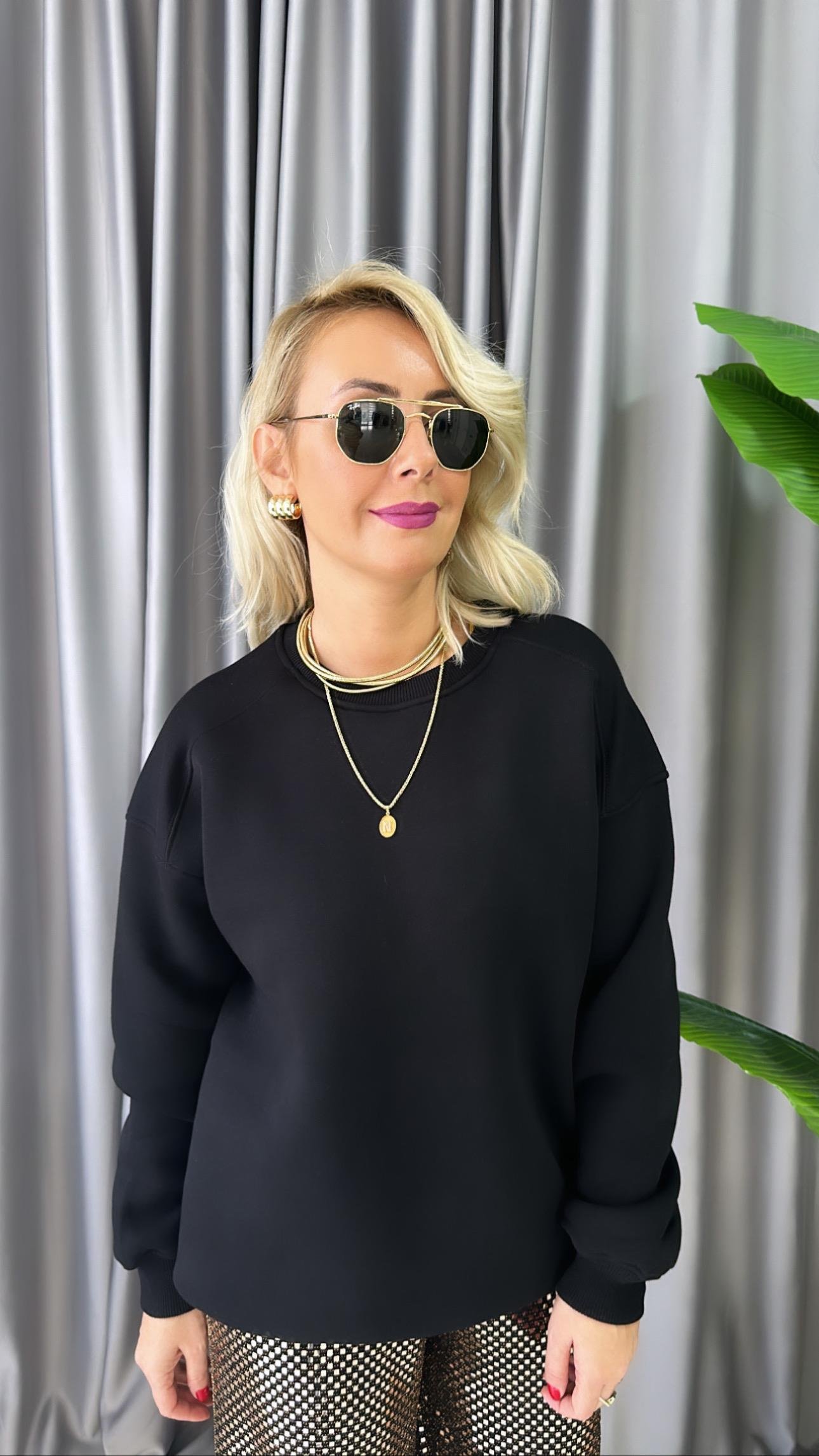 SİYAH SALAŞ SWEATSHİRT