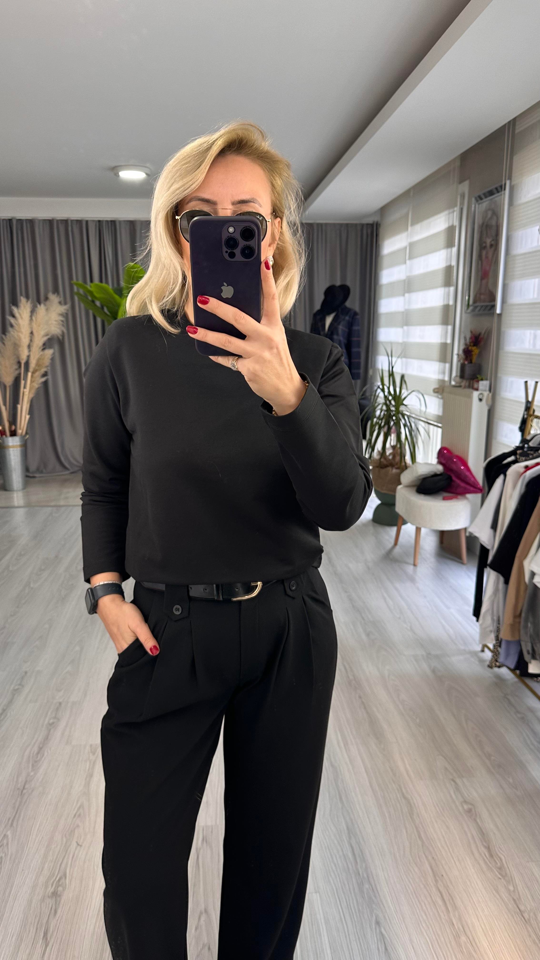 TOK DOKULU, VATKALI BASİC SİYAH BLUZ