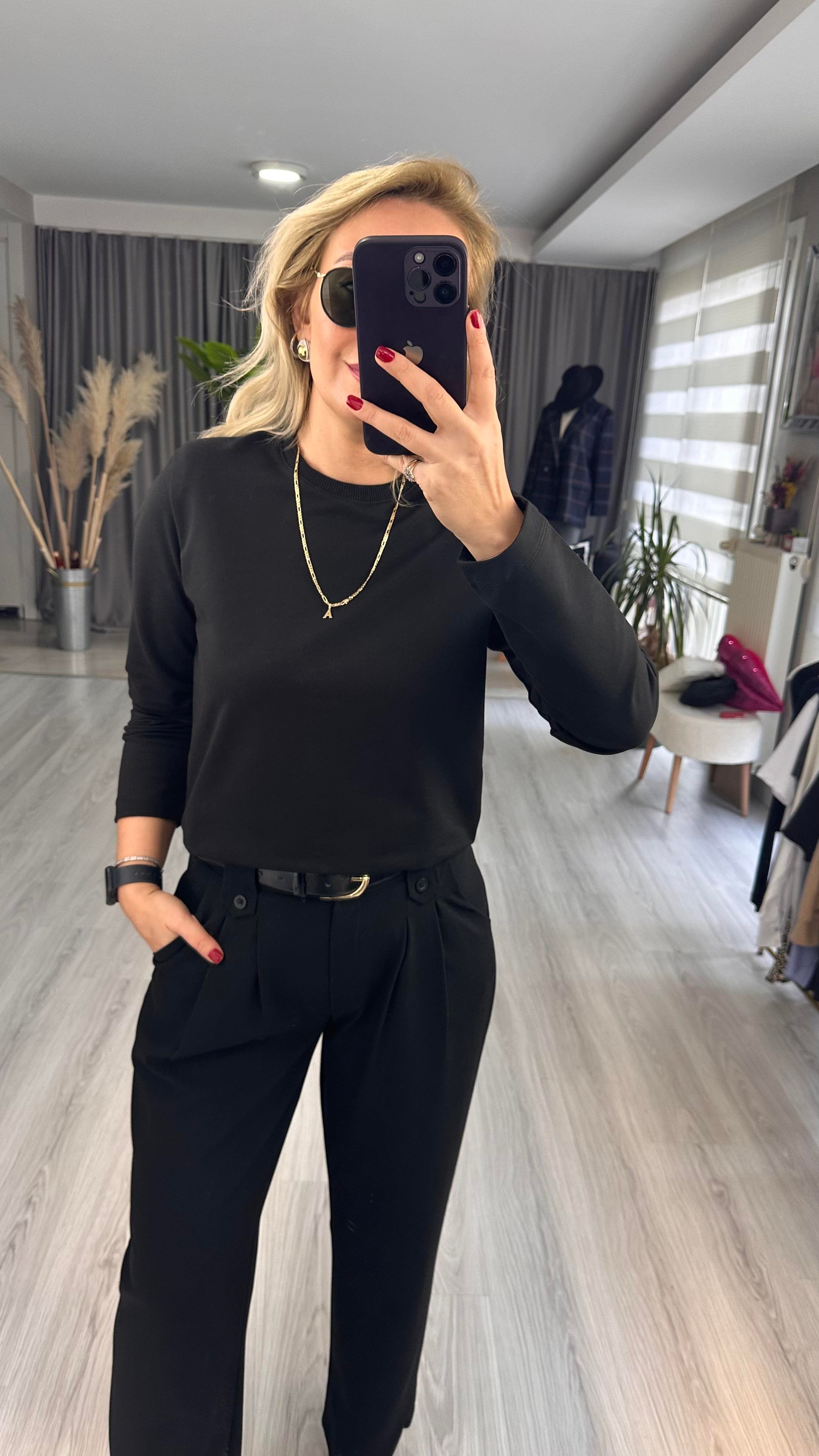 TOK DOKULU, VATKALI BASİC SİYAH BLUZ