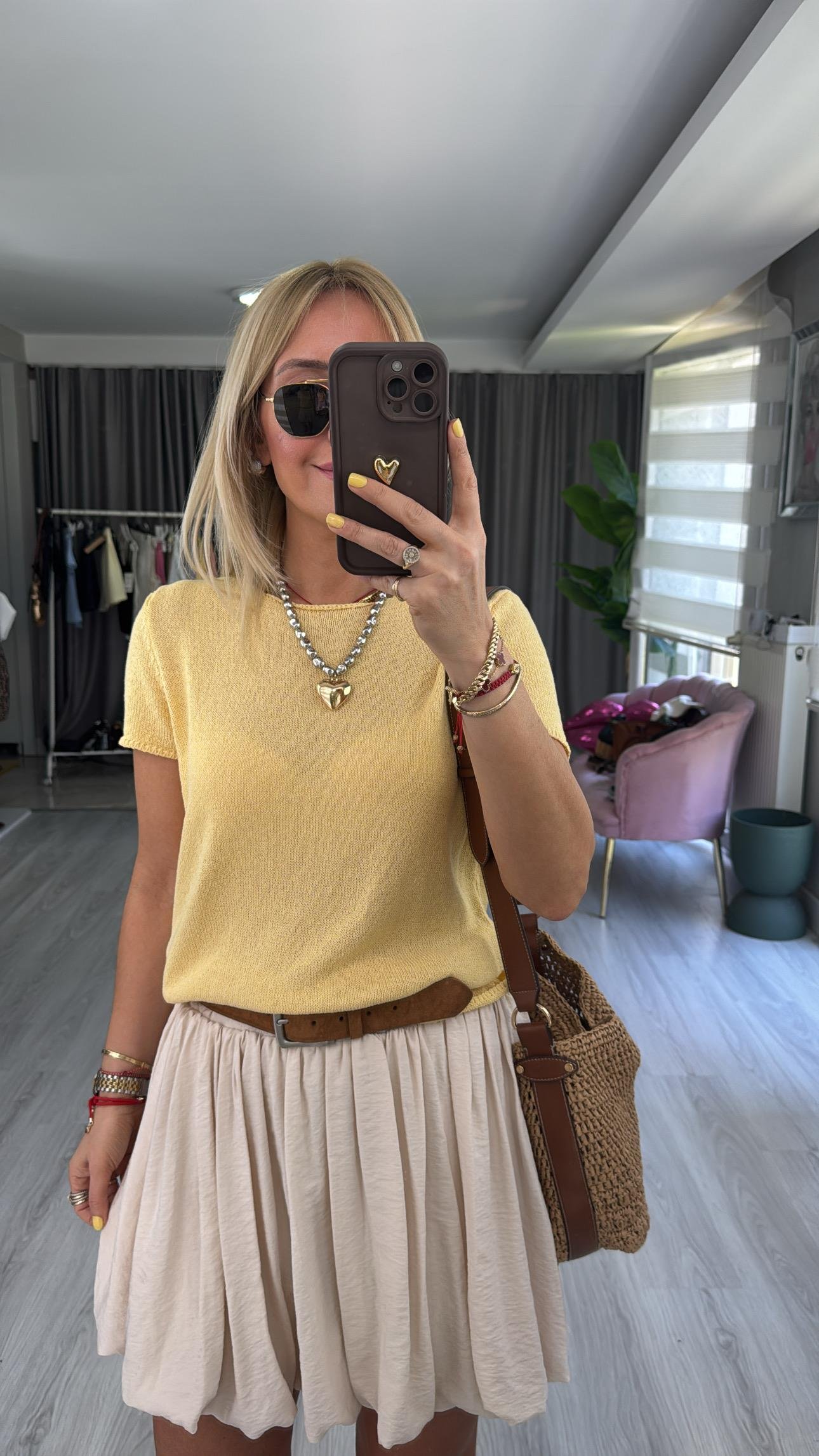 Yarım Kol Sarı Merserize Triko