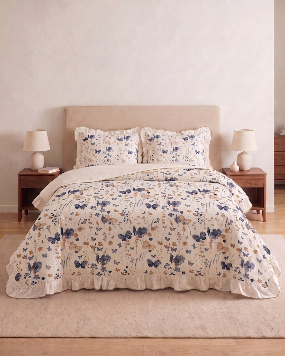 Butterfly Premium Fırfırlı Çift Kişilik Nevresim Seti 
