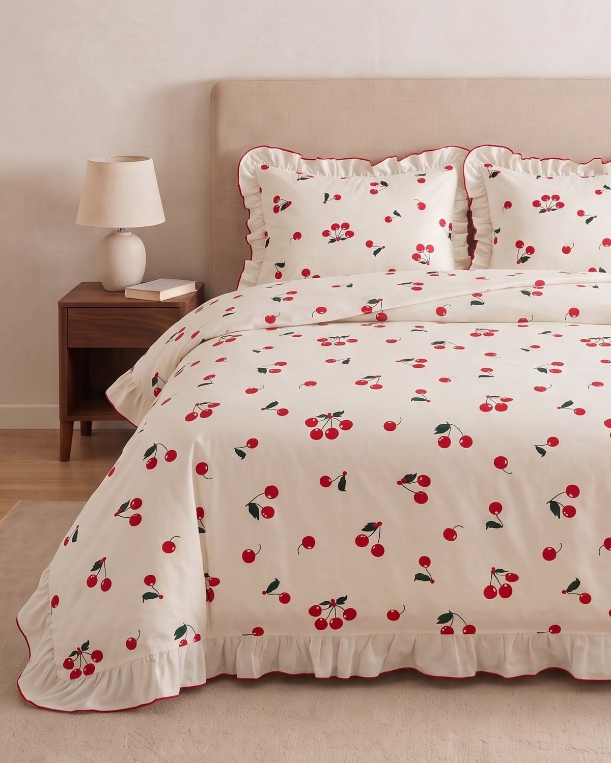 Cherry Premium Fırfırlı Çift Kişilik Nevresim Seti