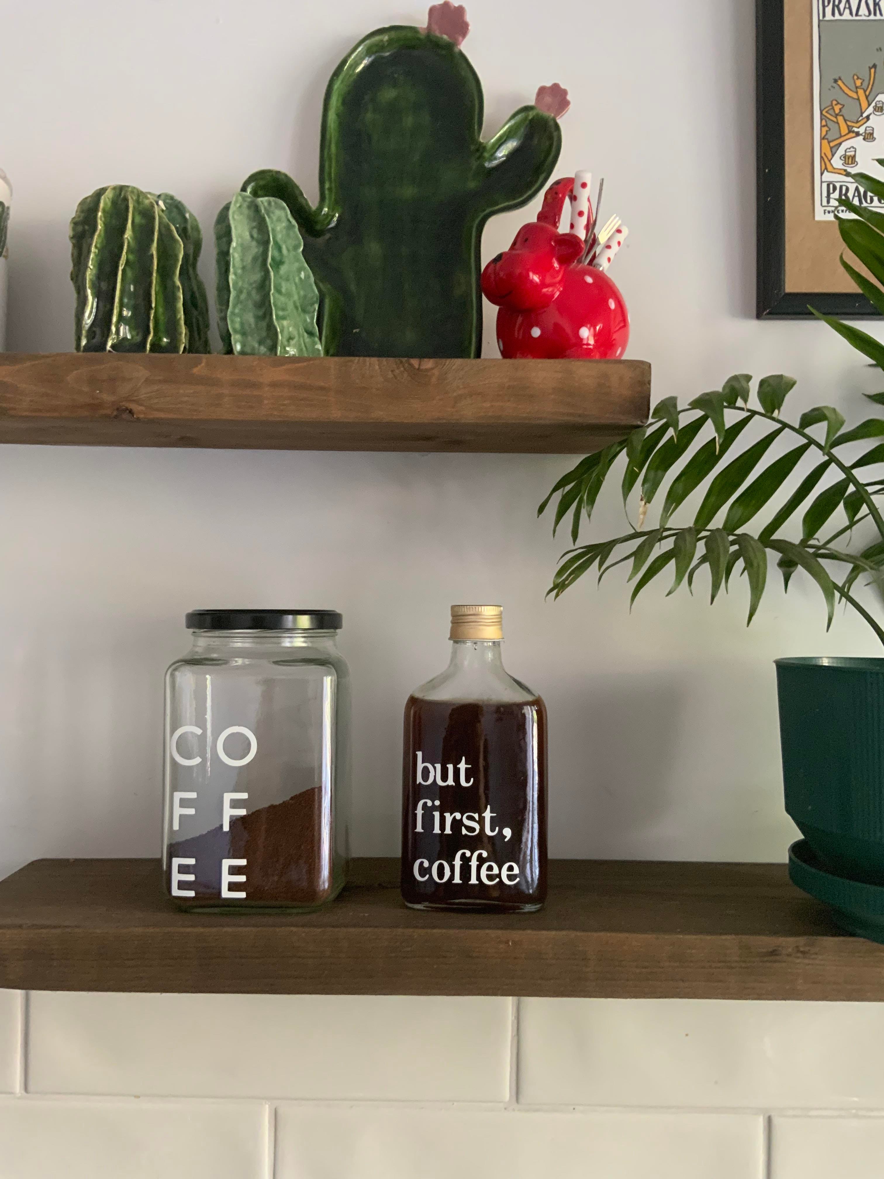 2li set Cam kahve kurabiye kavanozu ve Cold brew şişesi dekoratif 
