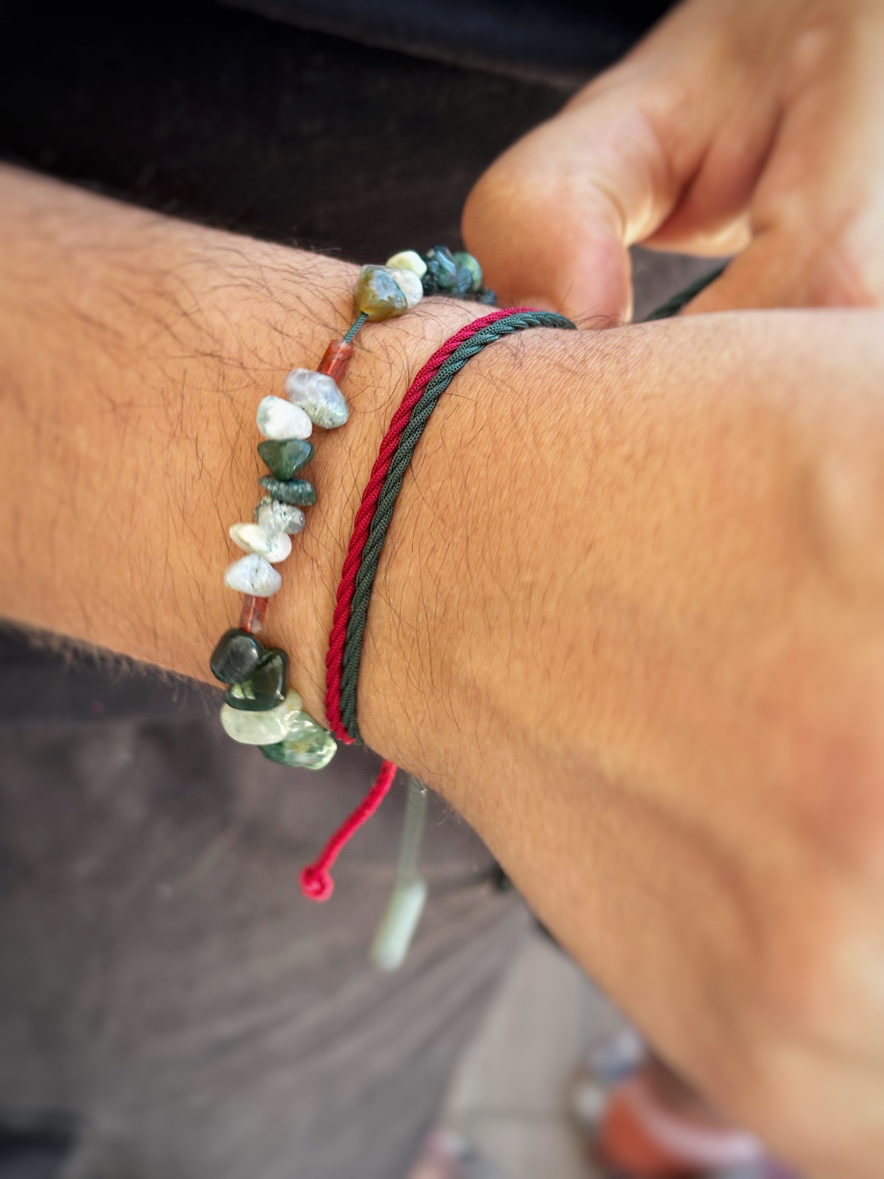 3 lü Akik Taşlı Unisex Bileklik Seti