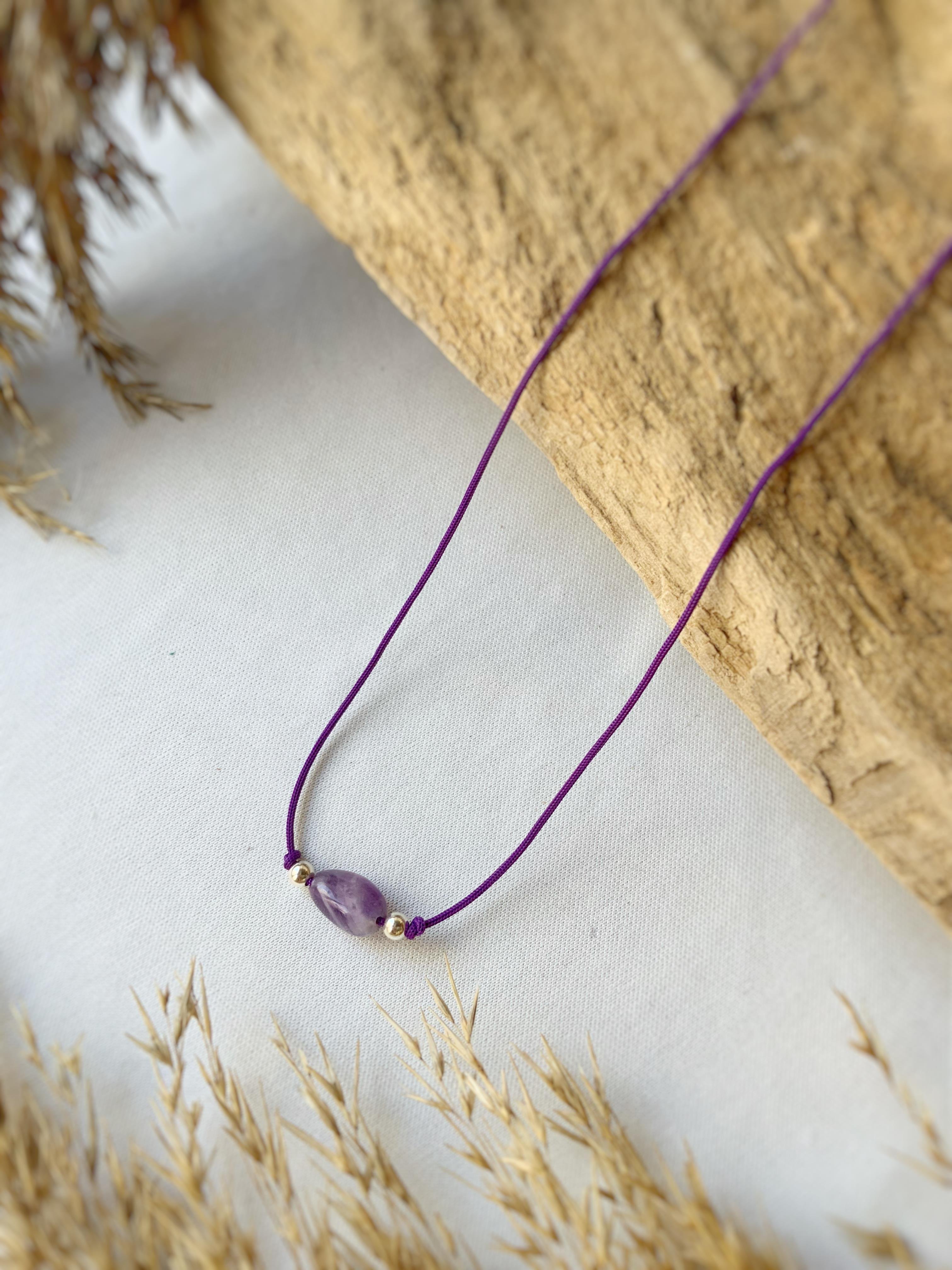 Ametist Minimal Gümüş Kolye