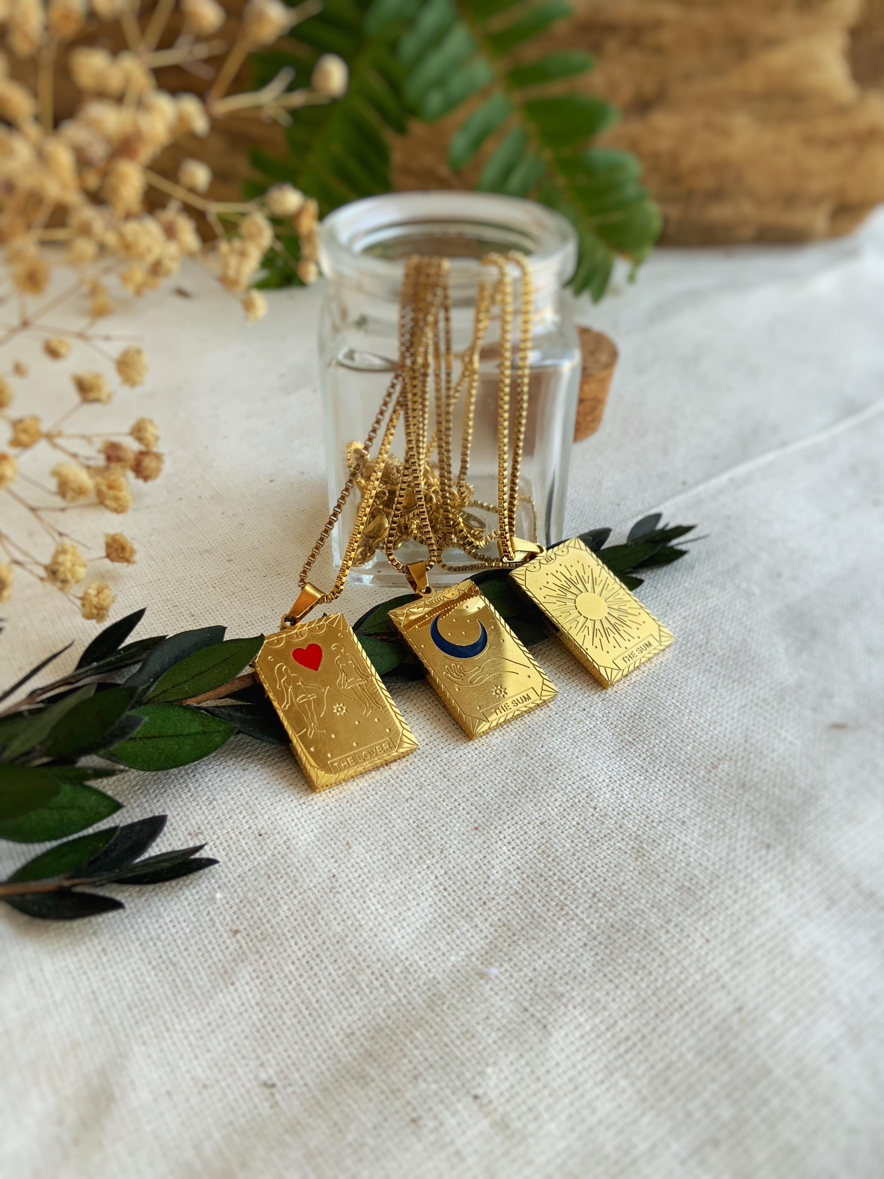 Ay Tarot Kartı Çelik Kolye