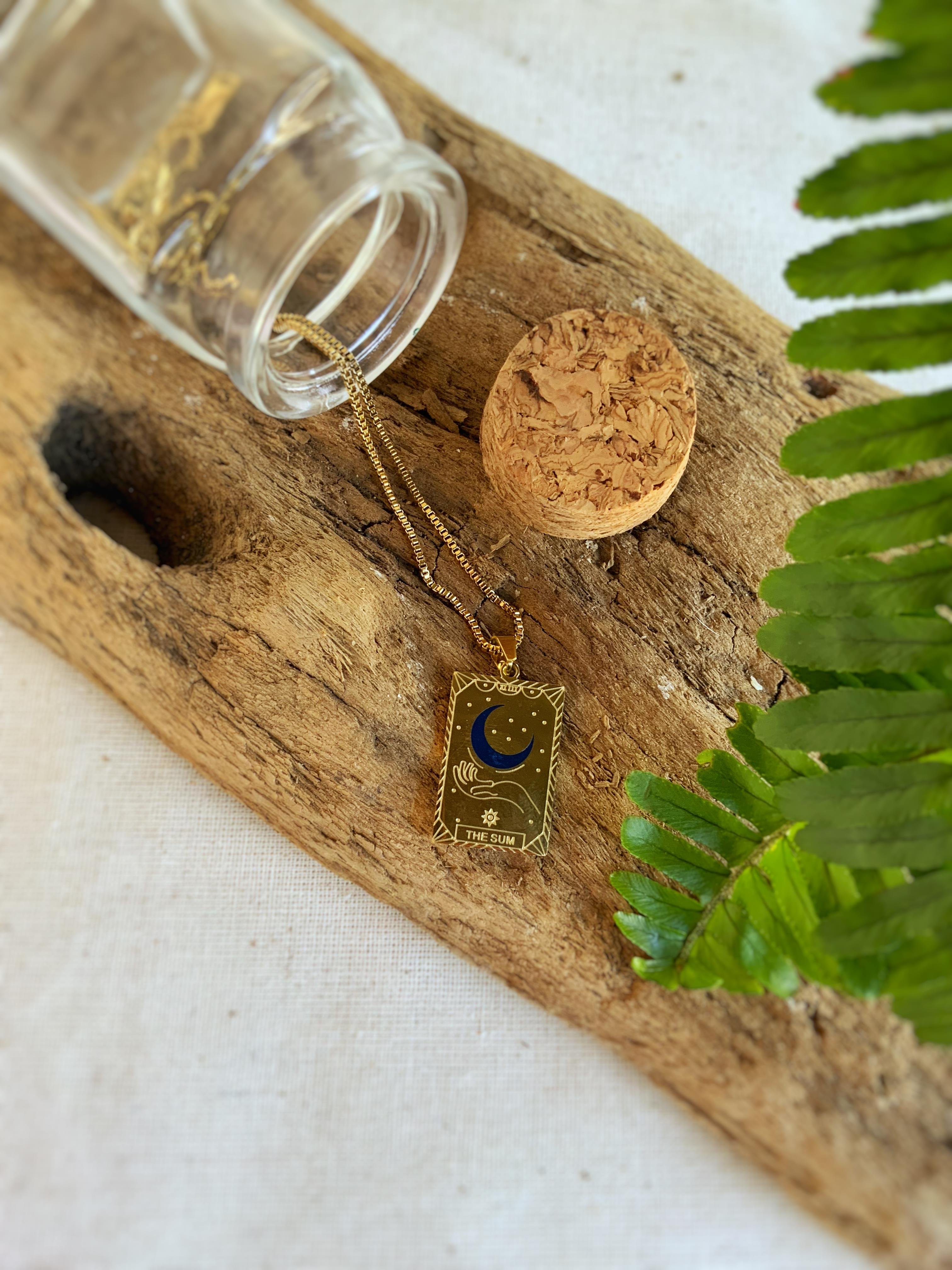 Ay Tarot Kartı Çelik Kolye