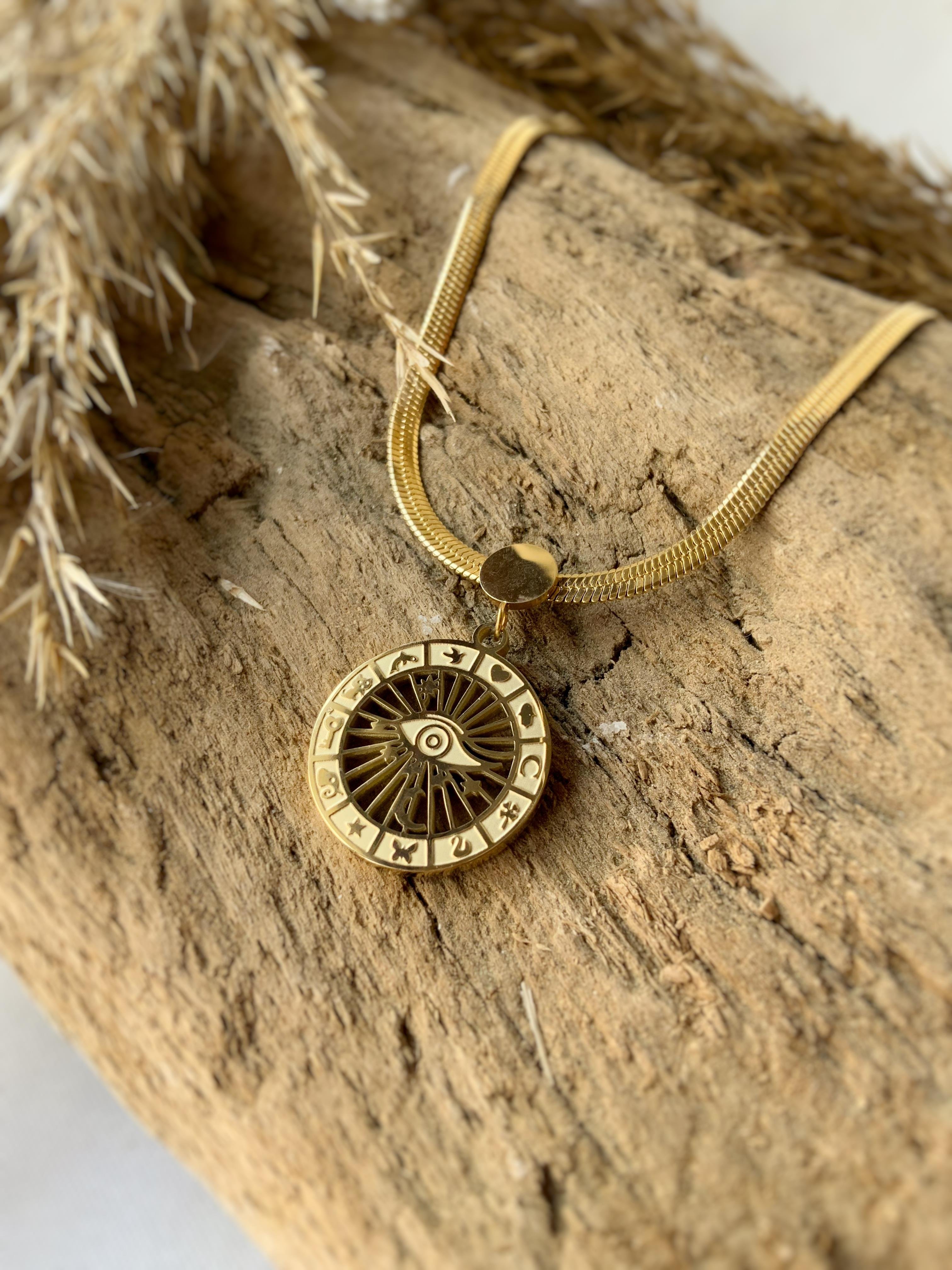 Burç Tılsımı Çelik Kolye Gold
