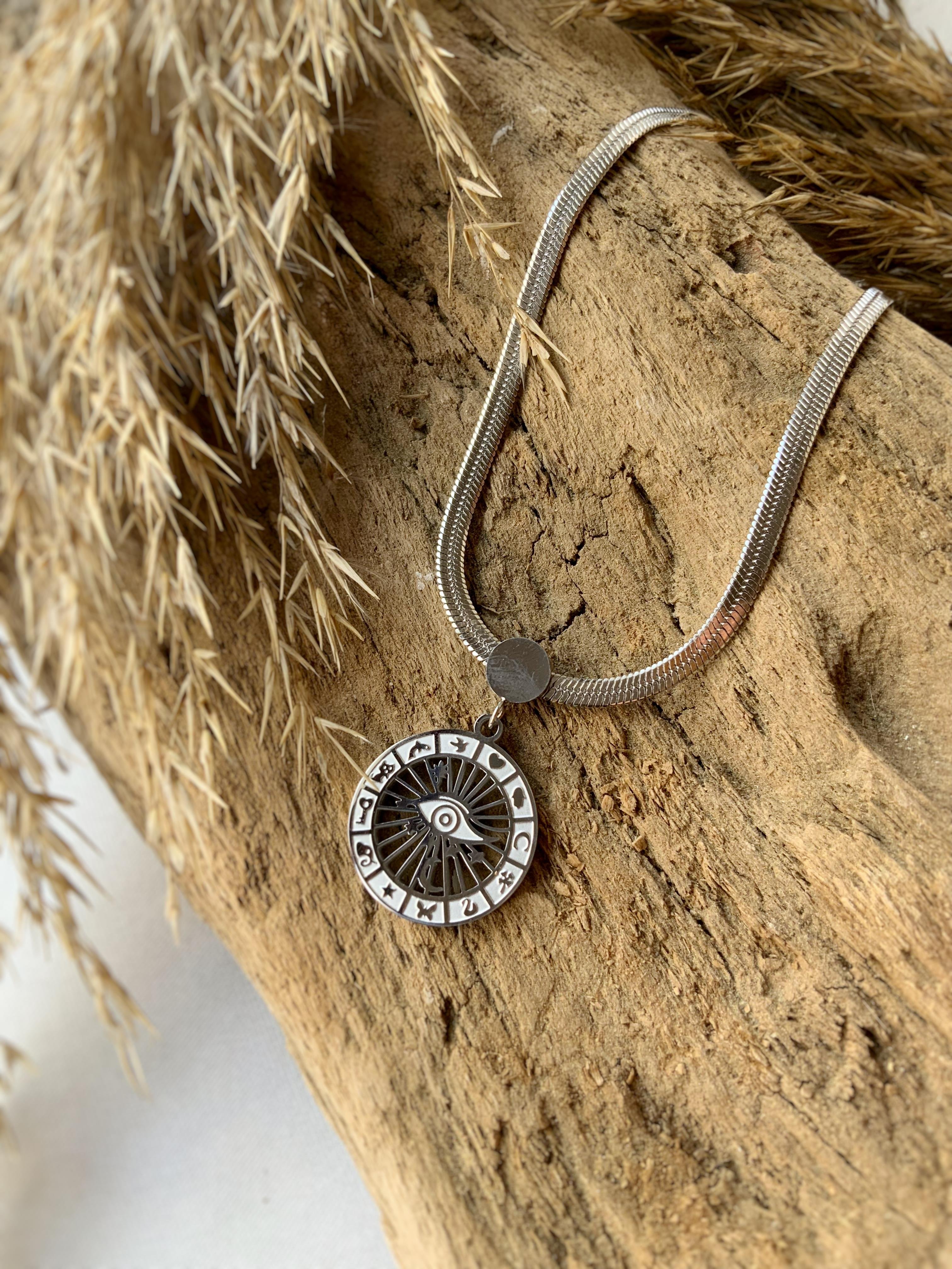 Burç Tılsımı Çelik Kolye Siver