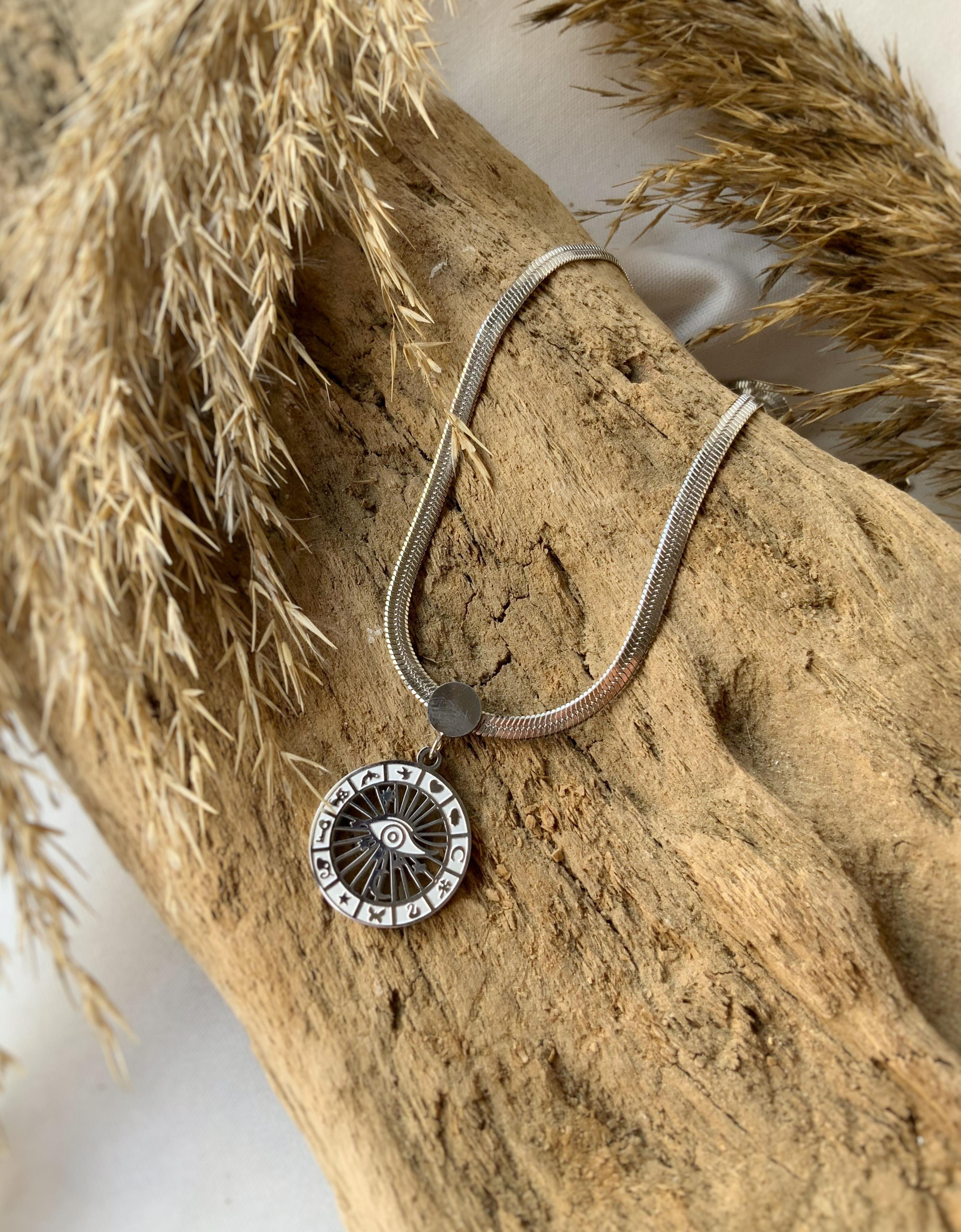 Burç Tılsımı Çelik Kolye Siver