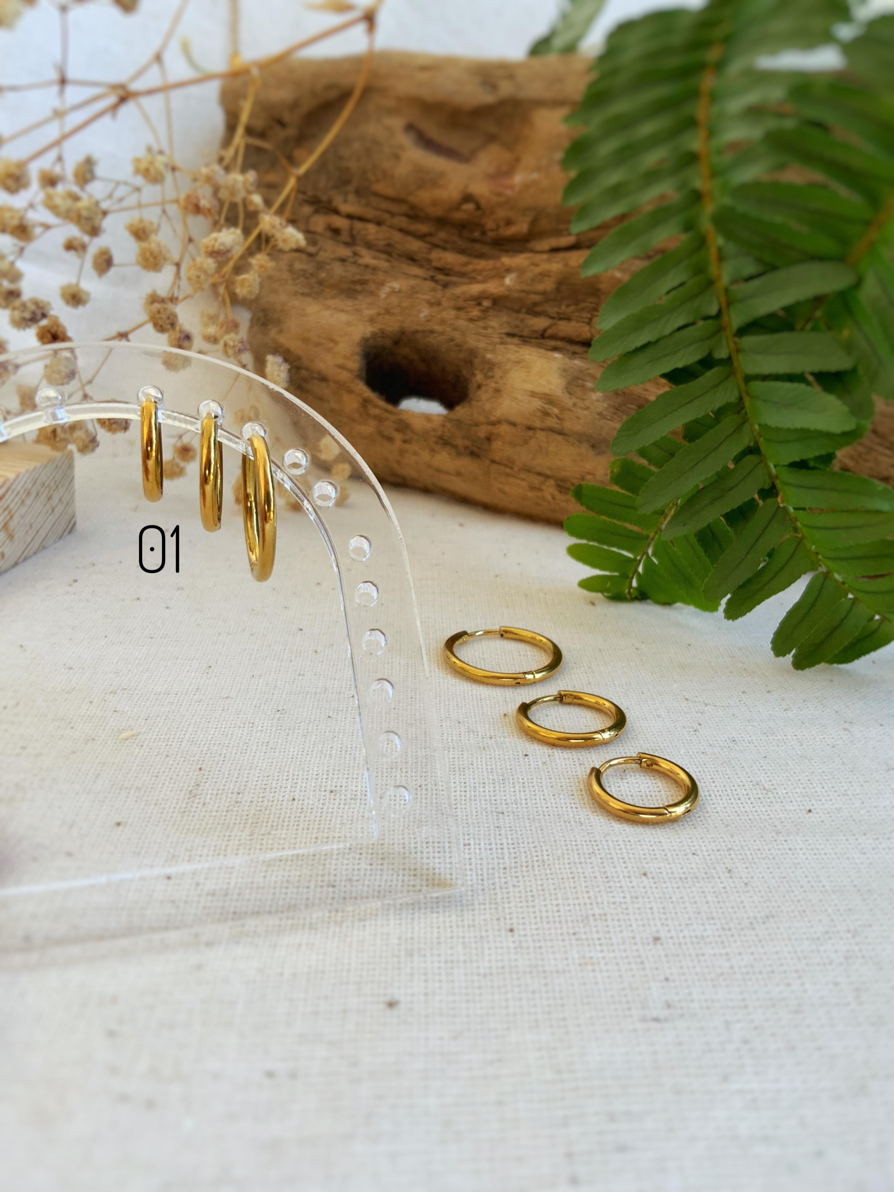 Çelik Halka Gold Küpe 01