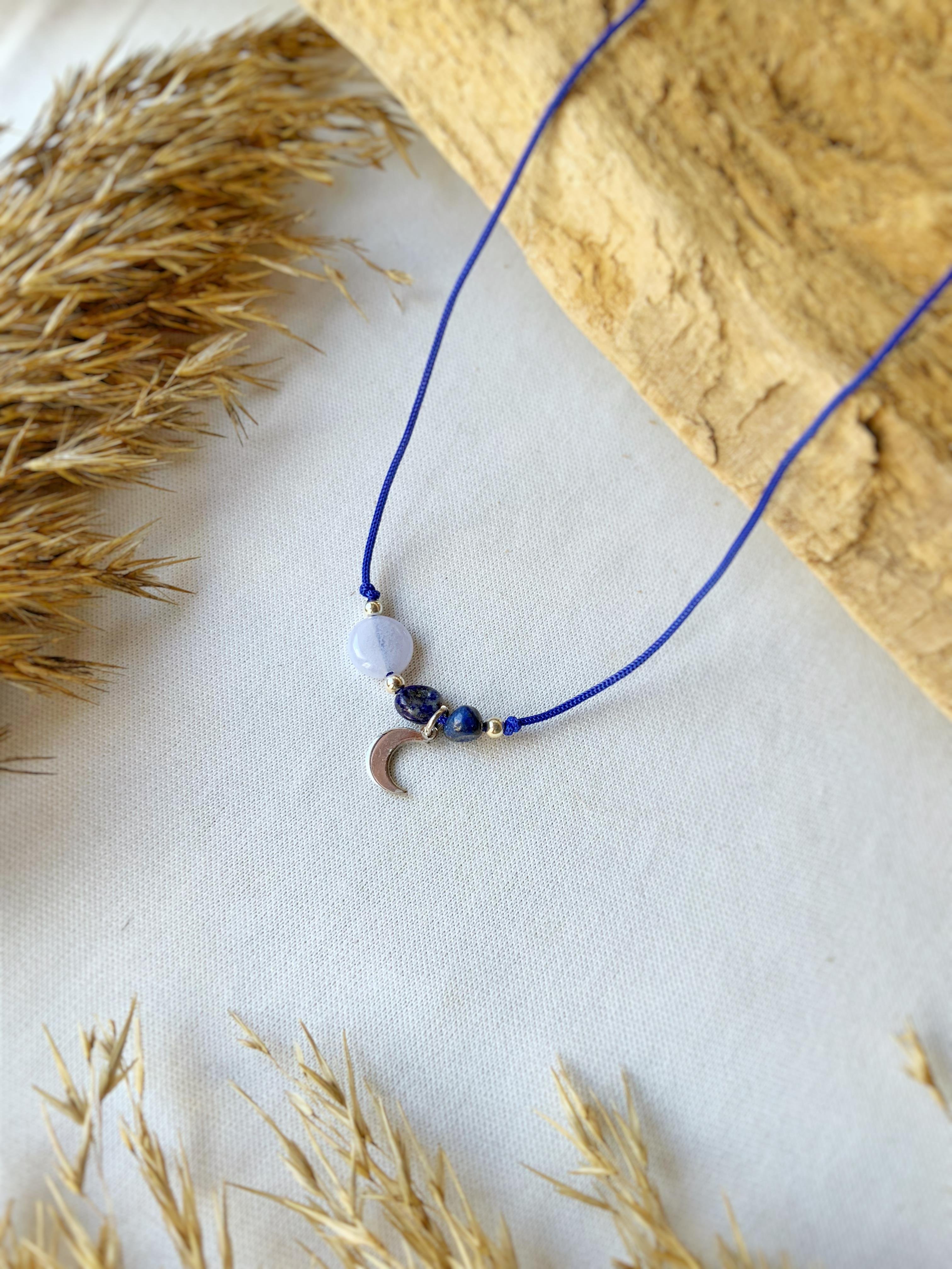 Minimal Ay Halhal Lapis Lazuli ve Kalsedon